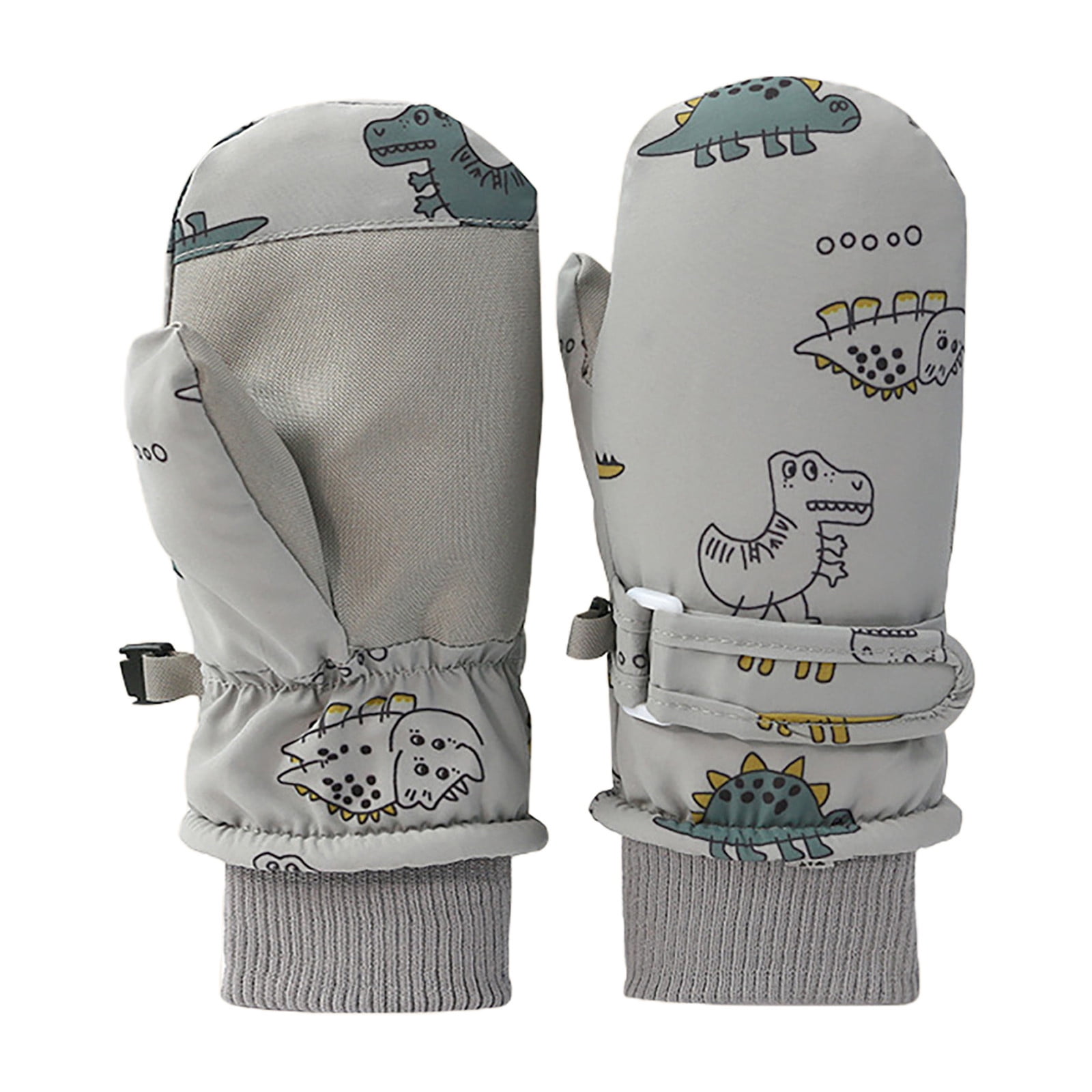 GXWEA Gloves For Kids Toddler Skis Kids Gloves Winter Gloves Thick Gloves Stretchy Warm Gloves Boys Girl 6-24 Months AHA5 kids snow gloves Grey - Image 1