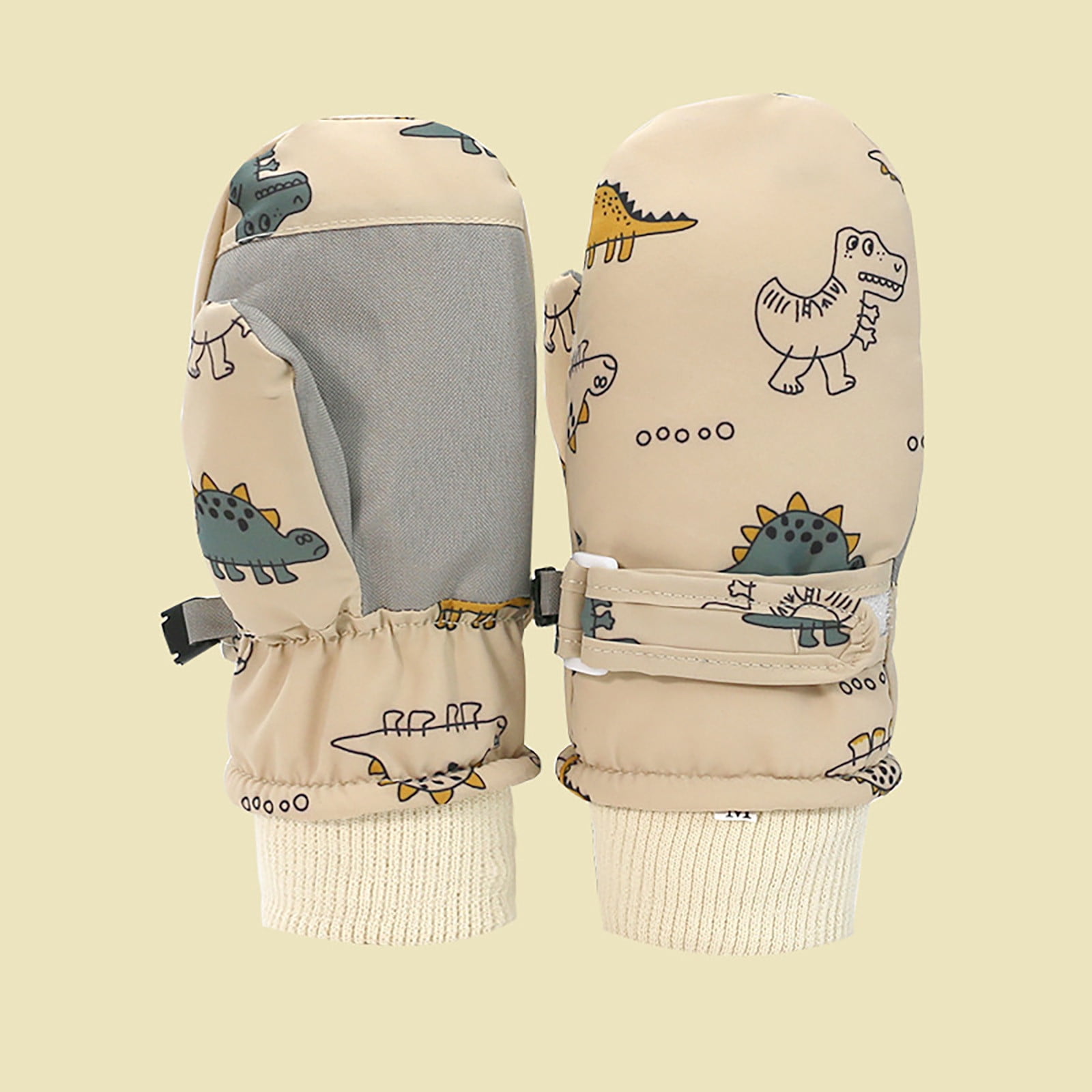 GXWEA Gloves For Kids Toddler Skis Kids Gloves Winter Gloves Thick Gloves Stretchy Warm Gloves Boys Girls 6-24 Months 4-8 Years AHA5 kids snow gloves Khaki - Image 2
