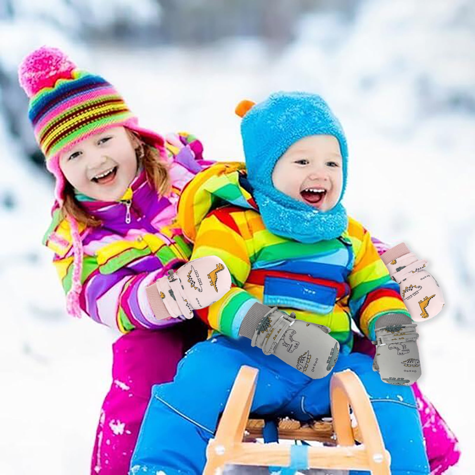 GXWEA Gloves For Kids Toddler Skis Kids Gloves Winter Gloves Thick Gloves Stretchy Warm Gloves Boys Girls 6-24 Months 4-8 Years AHA5 kids snow gloves Pink - Image 5