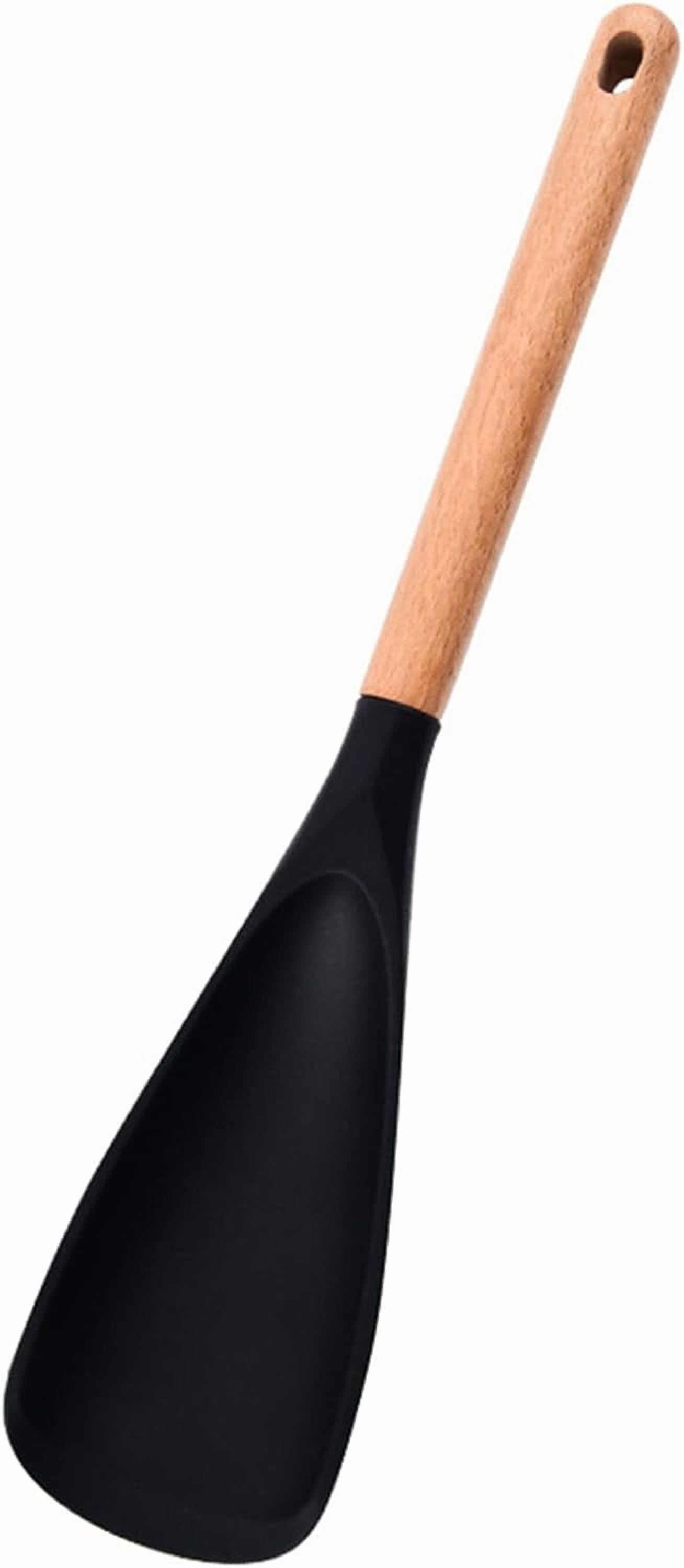 Multifunction Spatula Cooking Spoon, Multi Function Spatula Spoon, Silicone Cooking for Kitchen, 2 in 1 Multi Function Spoon, For Cook and Serving (Black, L) Black - Image 1