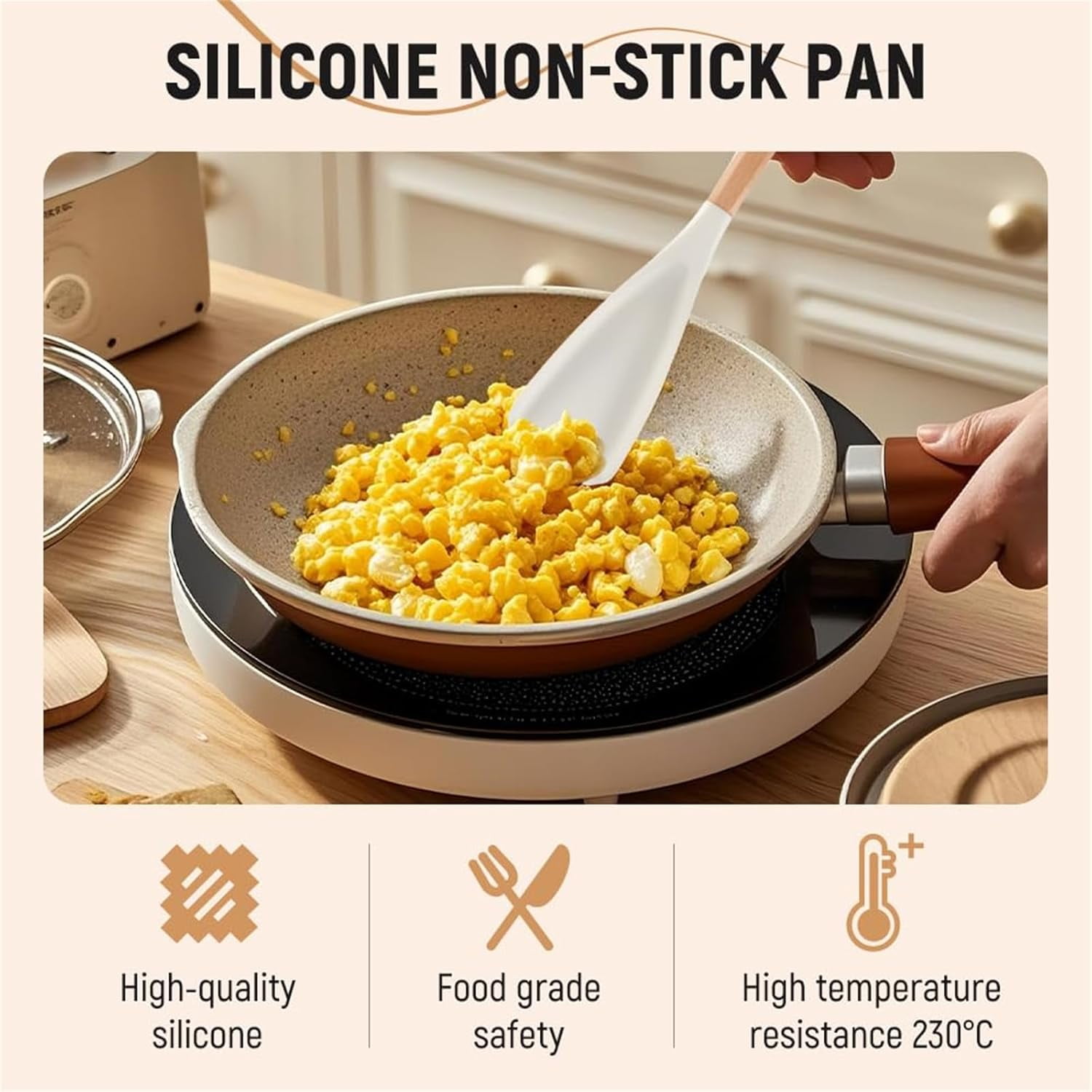 Multifunction Spatula Cooking Spoon, Multi Function Spatula Spoon, Silicone Cooking for Kitchen, 2 in 1 Multi Function Spoon, For Cook and Serving (Black, L) Black - Image 2