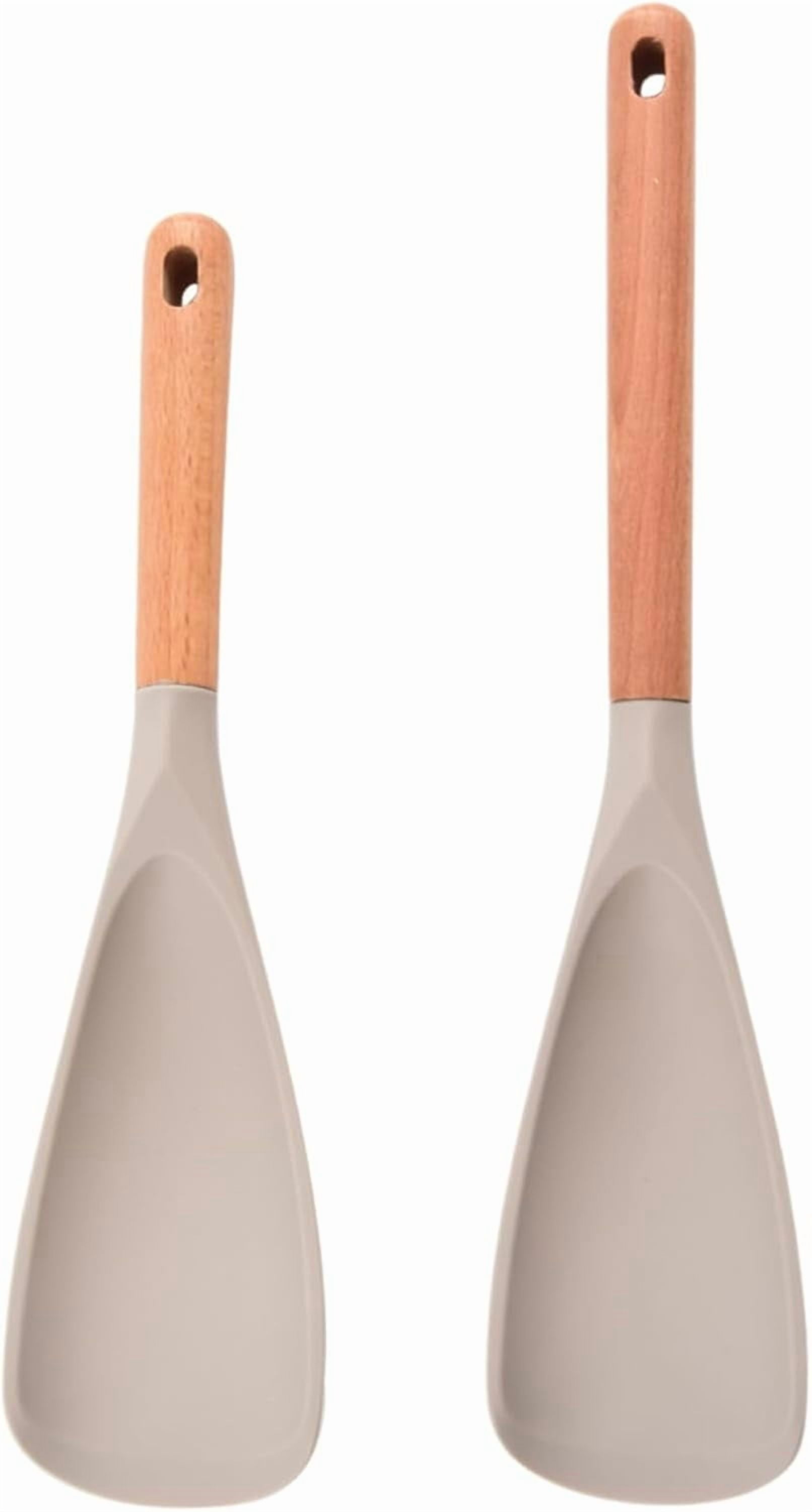 Multifunction Spatula Cooking Spoon, Multi Function Spatula Spoon, Silicone Cooking for Kitchen, 2 in 1 Multi Function Spoon, For Cook and Serving (Black, L) Khaki - Image 1