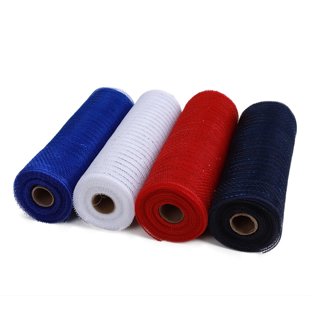 Clearance 4 Rolls Poly Burlap Deco Mesh 10 Inch Wide Decorative Ribbon Wrapping Home Door Wreath Decoration DIY Crafts Making - Image 2