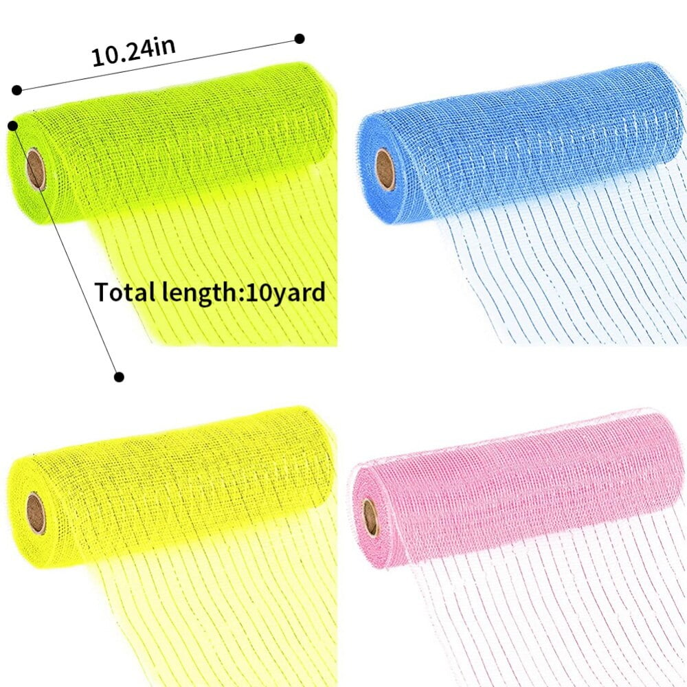 Clearance 4 Rolls Poly Burlap Deco Mesh 10 Inch Wide Decorative Ribbon Wrapping Home Door Wreath Decoration DIY Crafts Making - Image 3