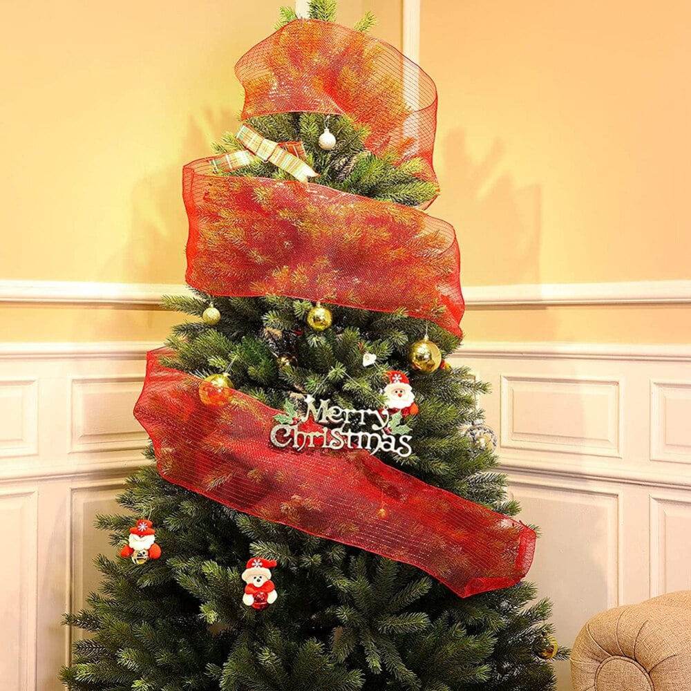 Clearance 4 Rolls Poly Burlap Deco Mesh 10 Inch Wide Decorative Ribbon Wrapping Home Door Wreath Decoration DIY Crafts Making - Image 6