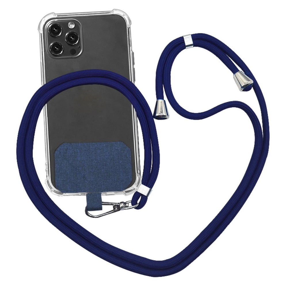 Universal Cell Phone Lanyard,Crossbody Lanyard with Adjustable Nylon Neck Strap for Most Mobile Phone, Black Dark Blue - Image 1