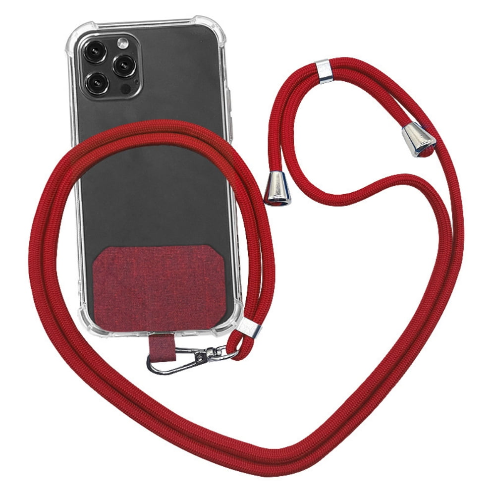 Universal Cell Phone Lanyard,Crossbody Lanyard with Adjustable Nylon Neck Strap for Most Mobile Phone, Black Red - Image 1