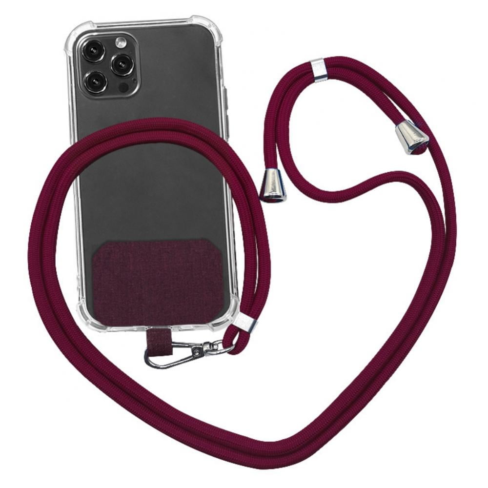 Universal Cell Phone Lanyard,Crossbody Lanyard with Adjustable Nylon Neck Strap for Most Mobile Phone, Black Red Wine - Image 1