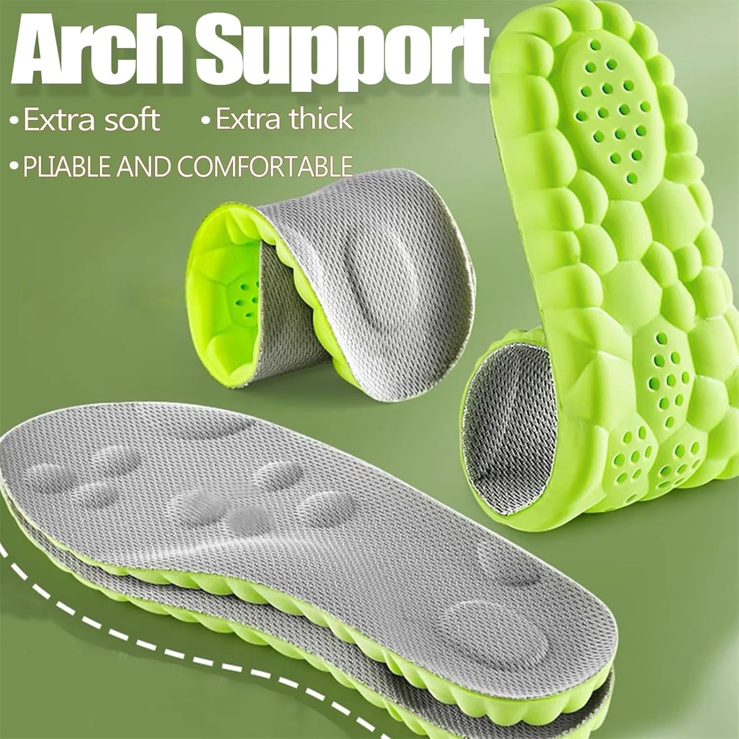 2026 New Steppers Insoles for Men & Women, 4d Memory Foam Cloud with Insole for Foot & Joint Support All-Day Comfort Insoles (10.5,Orange) Black - Image 3