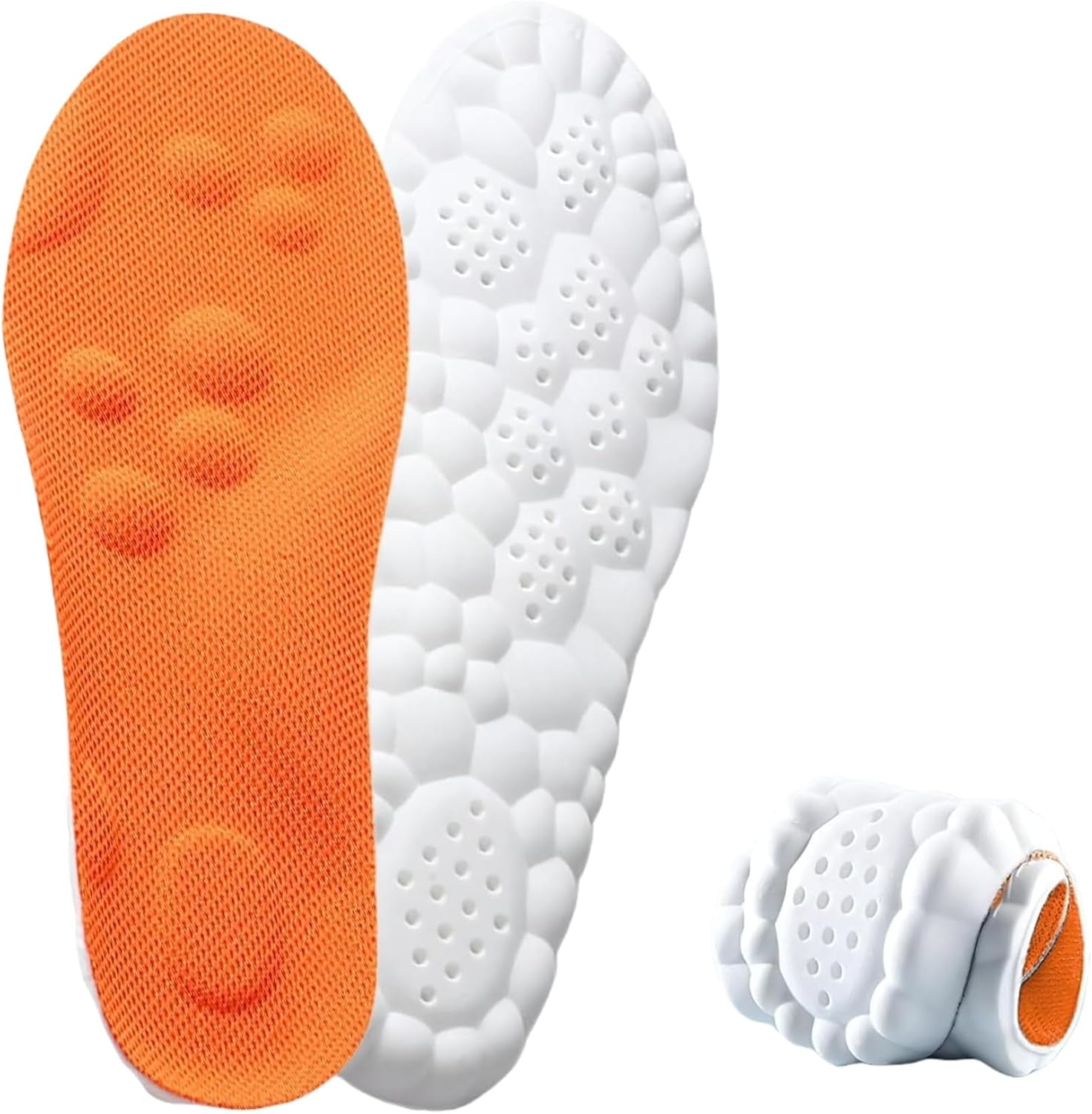 2026 New Steppers Insoles for Men & Women, 4d Memory Foam Cloud with Insole for Foot & Joint Support All-Day Comfort Insoles (10.5,Orange) Black - Image 7