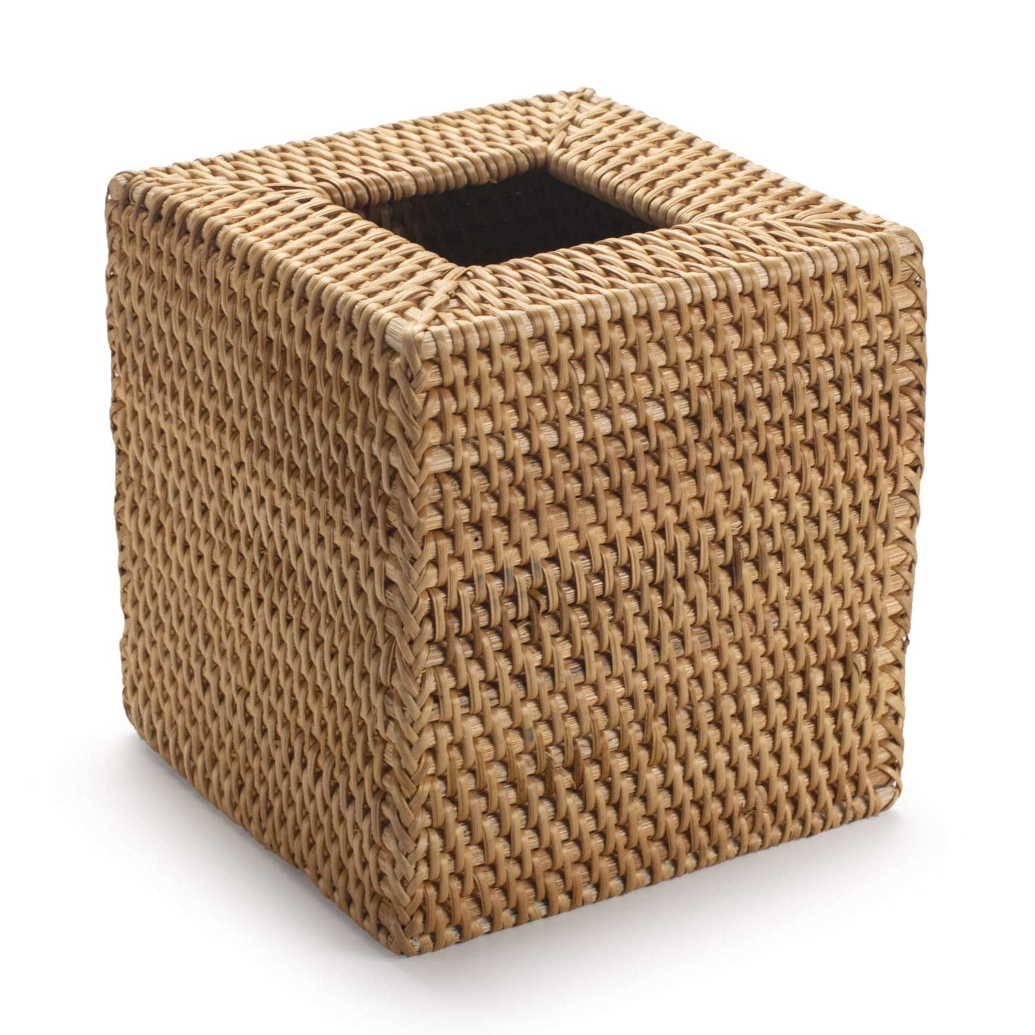 [Gazdag]Rattan Tissue Box Cover Square, Hand Woven Wicker Tissue Holder, 5.5 x 5.5 X 5.7 inch, Natural - Image 2