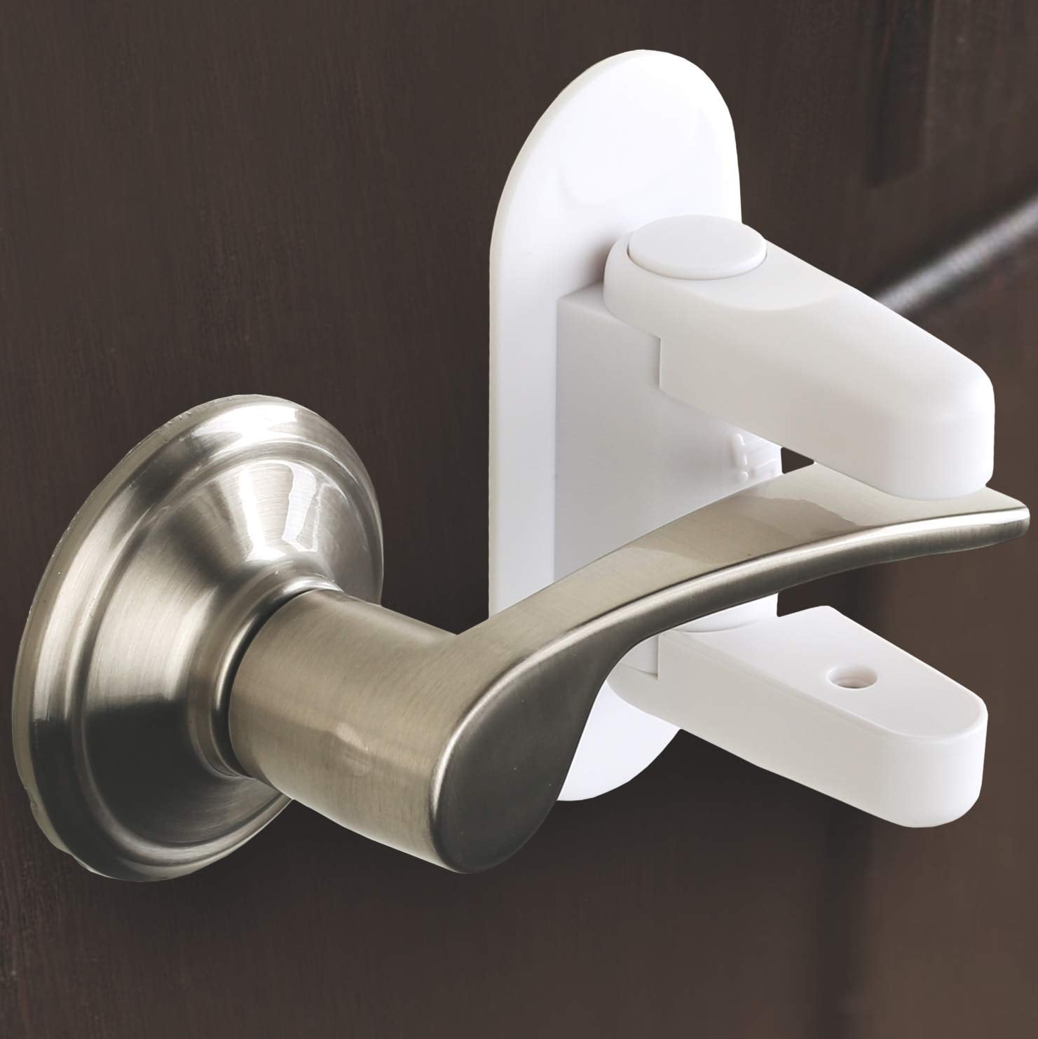 Door Lever Lock (2 Pack) Child Proof Doors & Handles 3M Adhesive - Child Safety - Image 1