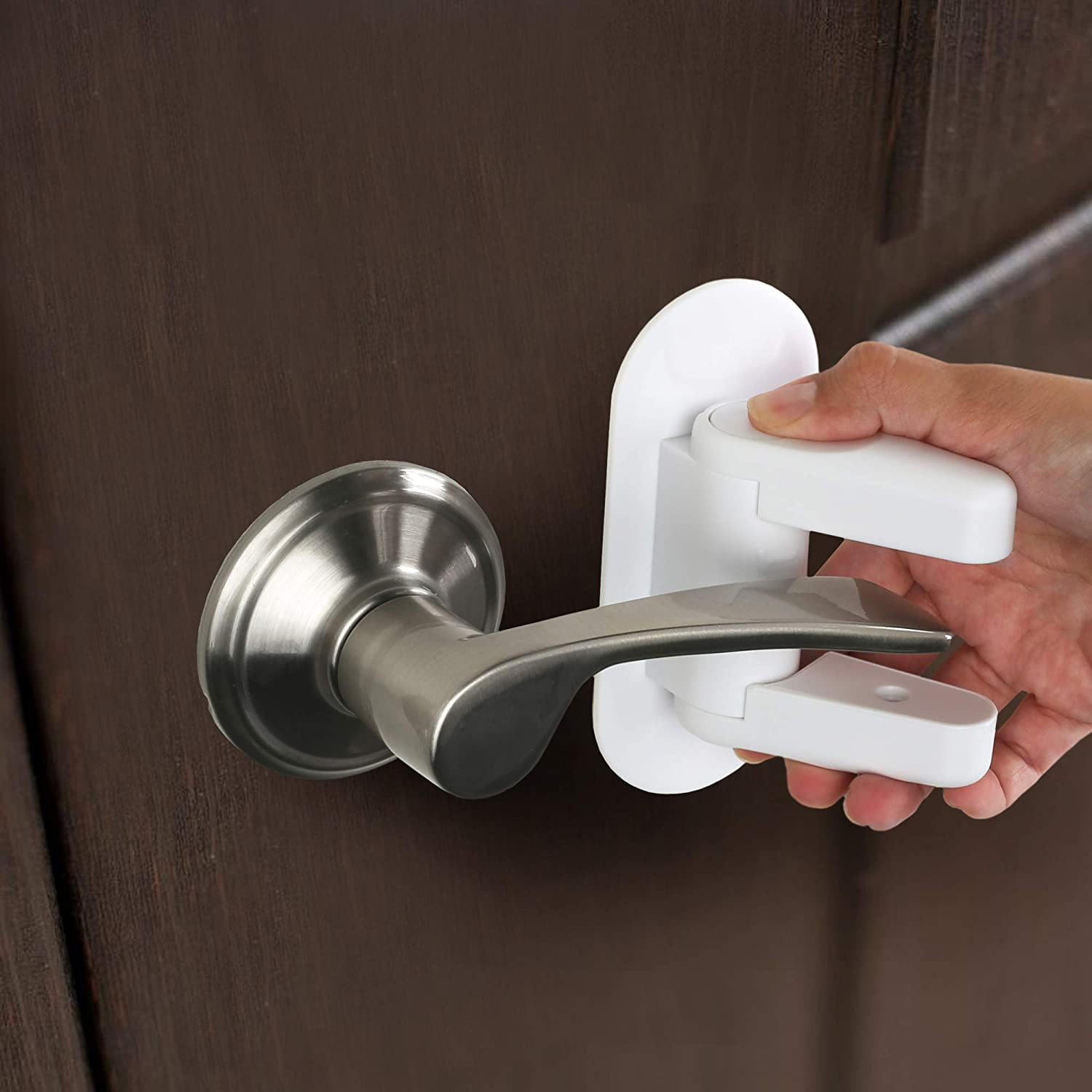 Door Lever Lock (2 Pack) Child Proof Doors & Handles 3M Adhesive - Child Safety - Image 2