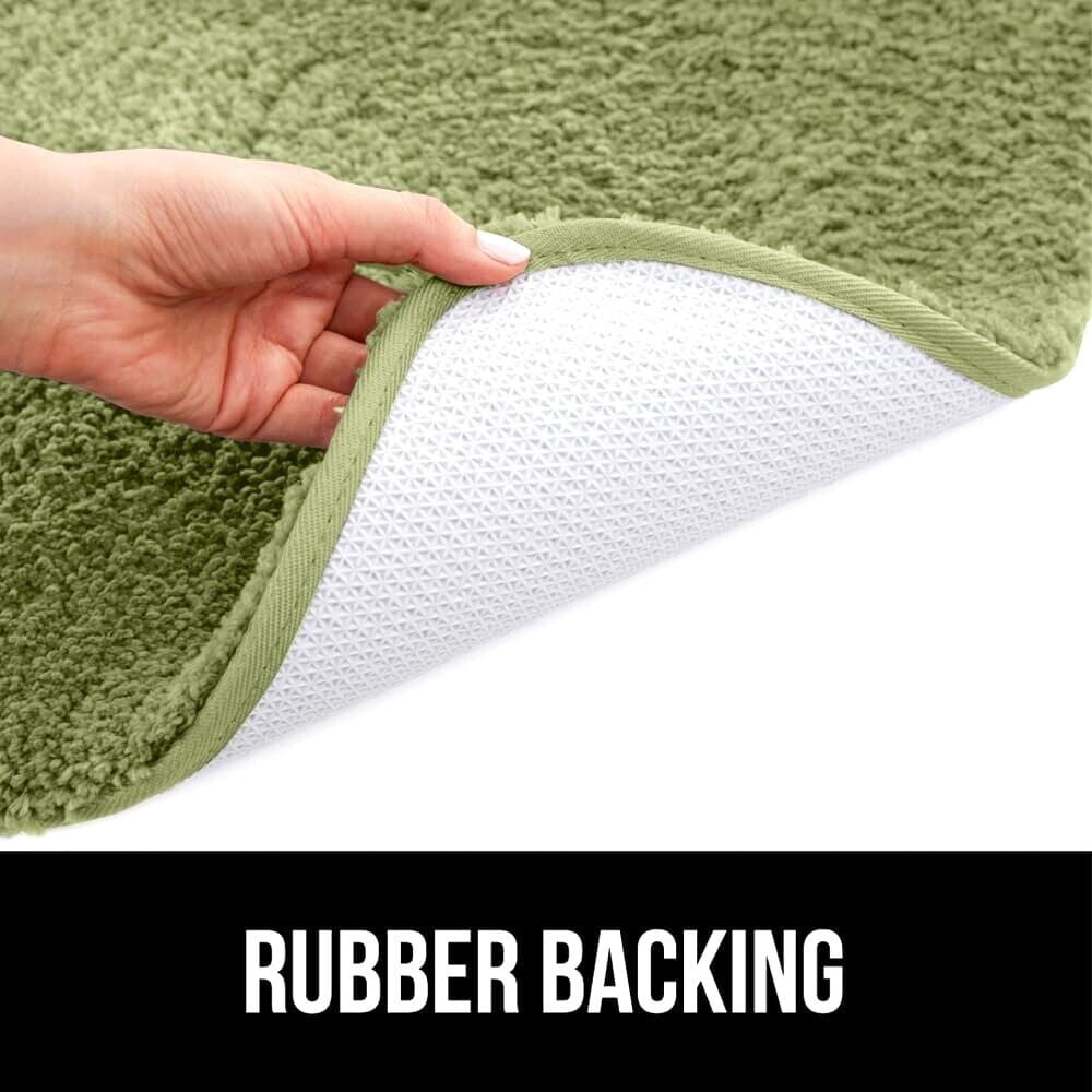 Gorgeous Home Linen Bathroom 6 Modern Solid Print 3-Count Grey Polyester Bath Rugs, 18 x 28, Non-Slip Backing Green - Image 3