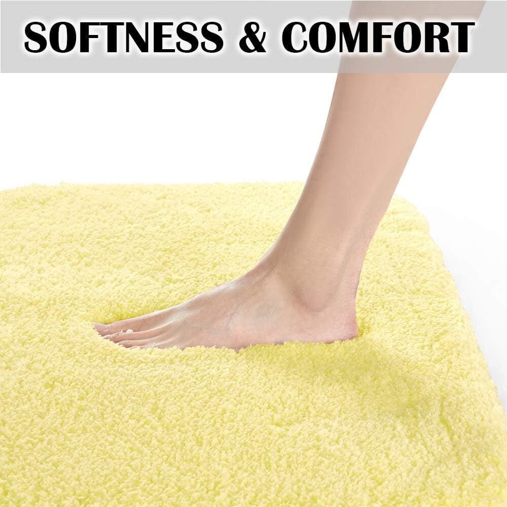 Gorgeous Home Linen Bathroom 6 Modern Solid Print 3-Count Grey Polyester Bath Rugs, 18 x 28, Non-Slip Backing Yellow - Image 3