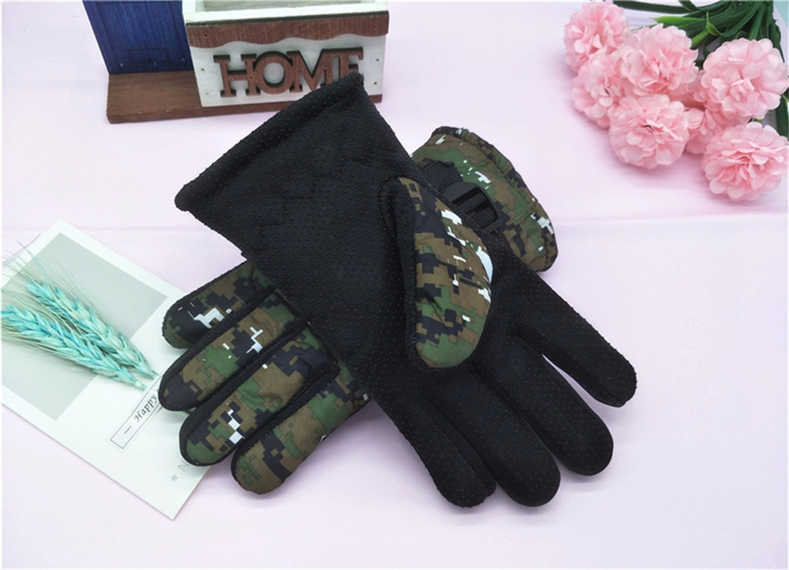 TAIAOJING Kids Winter Snow Ski Gloves Kids Winter Warm Windproof Cold Weather Outdoor Sports Gloves For Boys Girls Snow Gloves Ski Gloves One Size Blue - Image 3
