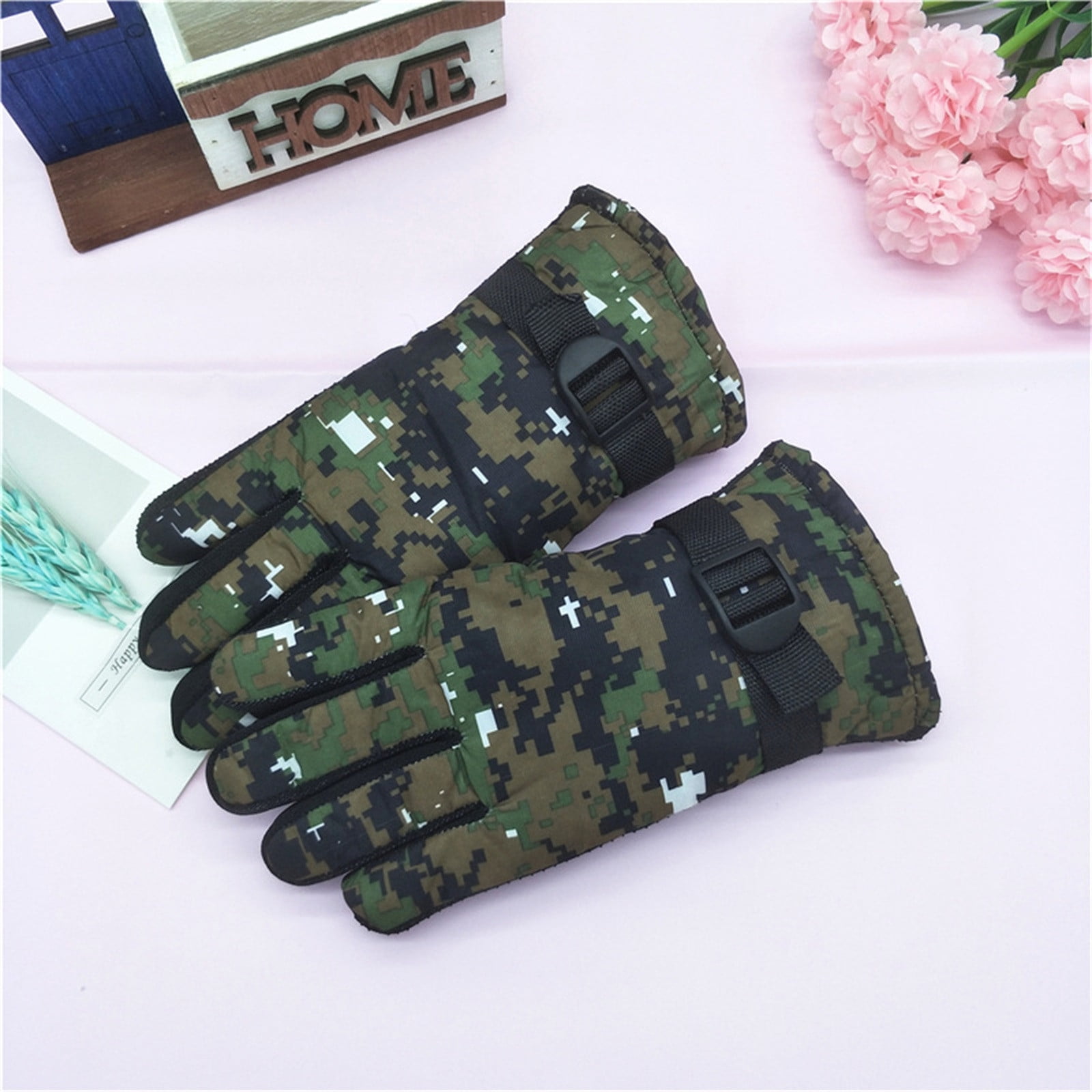 TAIAOJING Kids Winter Snow Ski Gloves Kids Winter Warm Windproof Cold Weather Outdoor Sports Gloves For Boys Girls Snow Gloves Ski Gloves One Size Green - Image 2