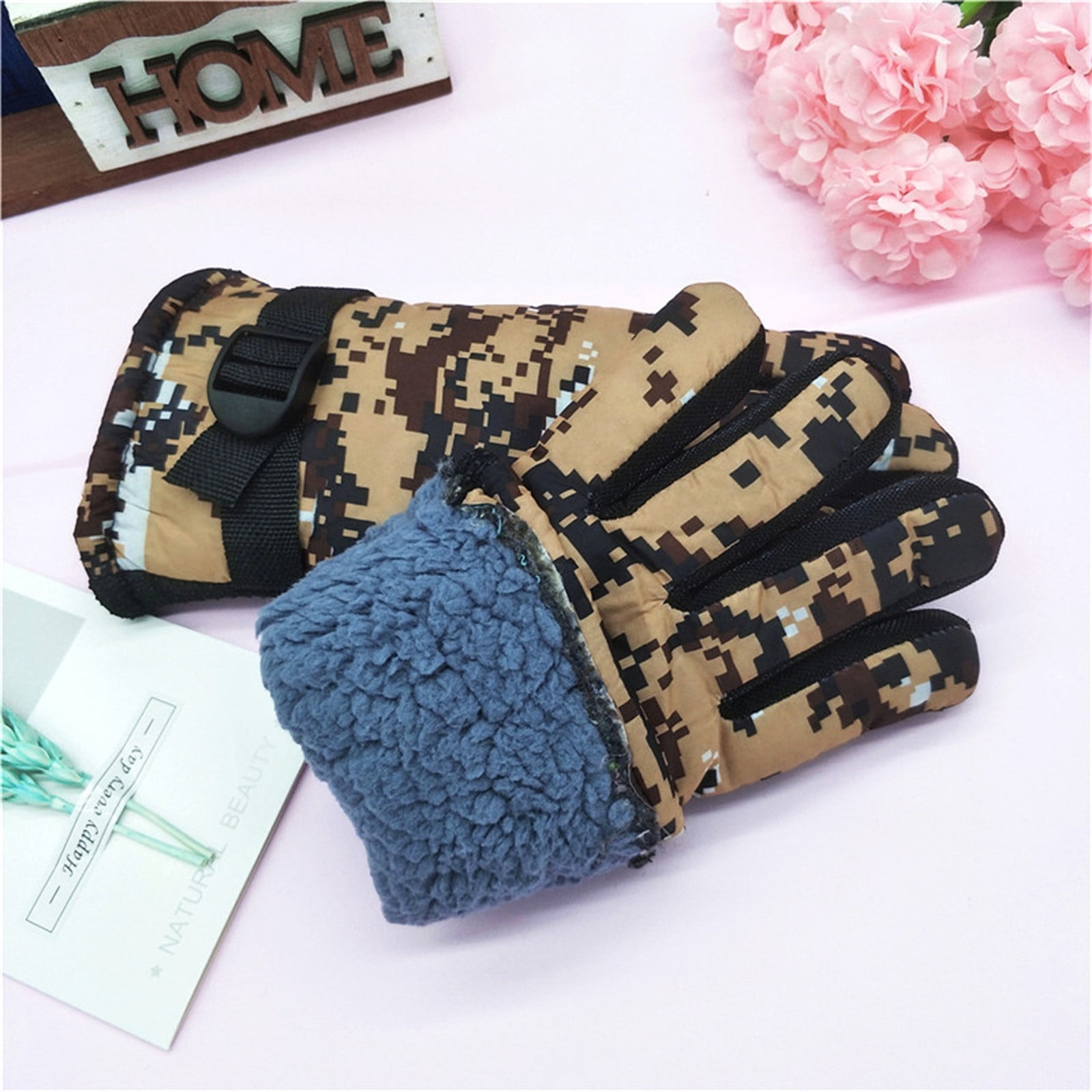 TAIAOJING Kids Winter Snow Ski Gloves Kids Winter Warm Windproof Cold Weather Outdoor Sports Gloves For Boys Girls Snow Gloves Ski Gloves One Size Yellow - Image 4