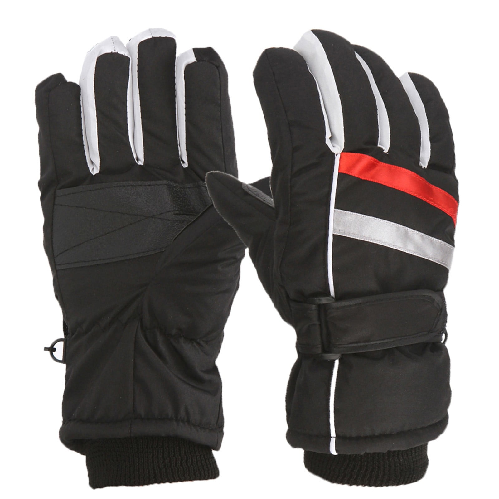 TAIAOJING Kids Winter Snow Ski Gloves Kids Winter Warm Windproof Cold Weather Outdoor Sports Gloves For Boys Girls Snow Gloves Ski Gloves One Size Z2 Black - Image 2