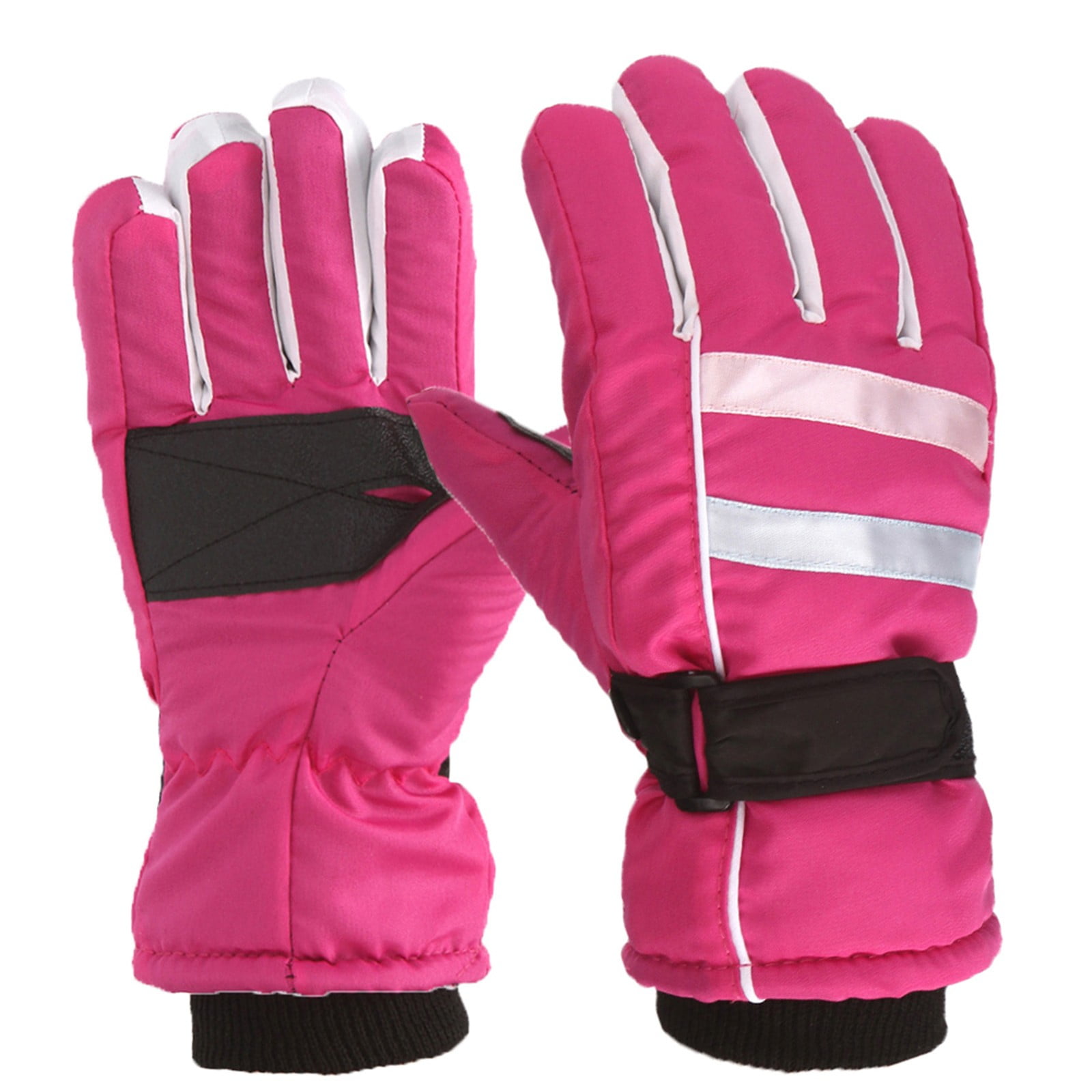 TAIAOJING Kids Winter Snow Ski Gloves Kids Winter Warm Windproof Cold Weather Outdoor Sports Gloves For Boys Girls Snow Gloves Ski Gloves One Size Z2 Hot Pink - Image 2