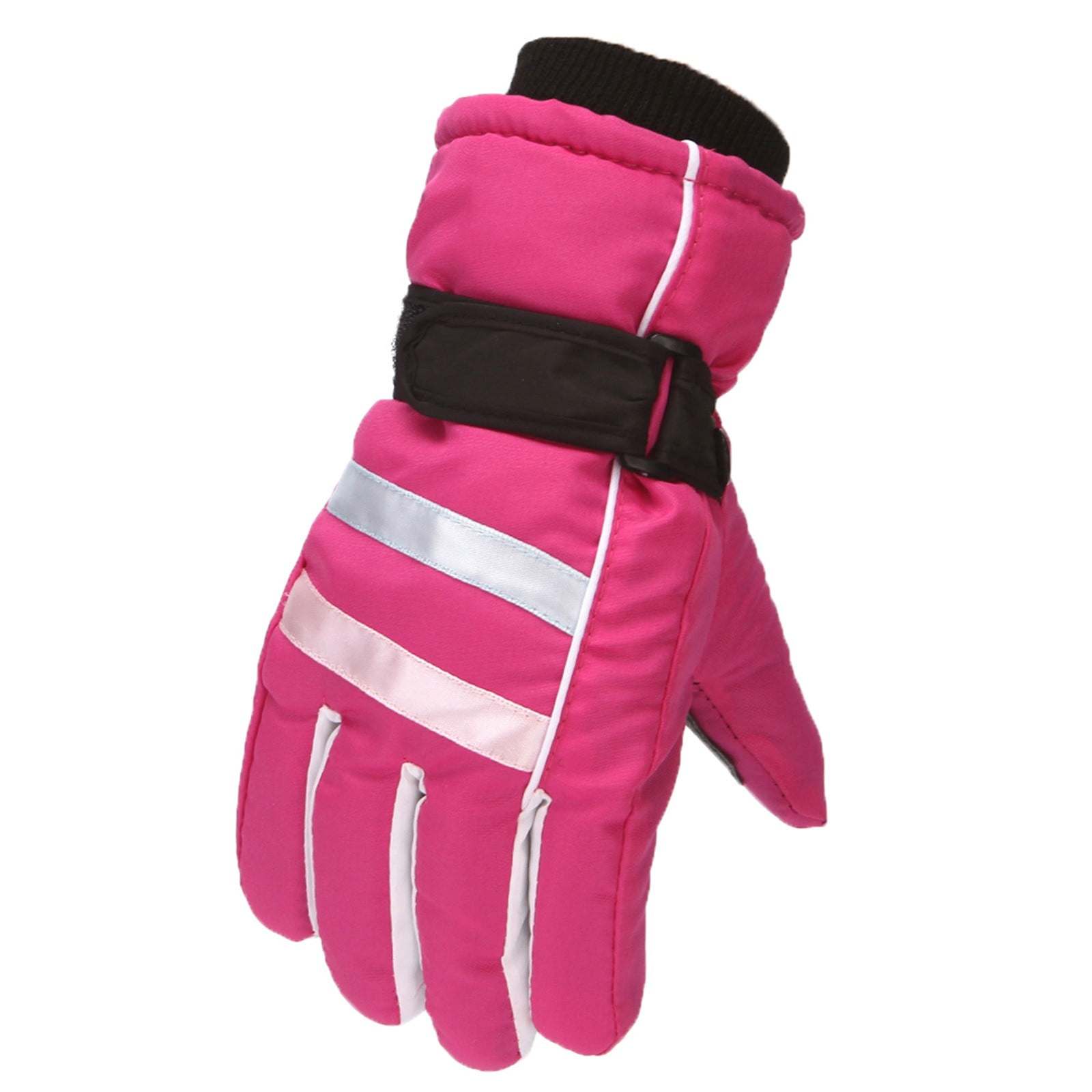 TAIAOJING Kids Winter Snow Ski Gloves Kids Winter Warm Windproof Cold Weather Outdoor Sports Gloves For Boys Girls Snow Gloves Ski Gloves One Size Z2 Hot Pink - Image 3