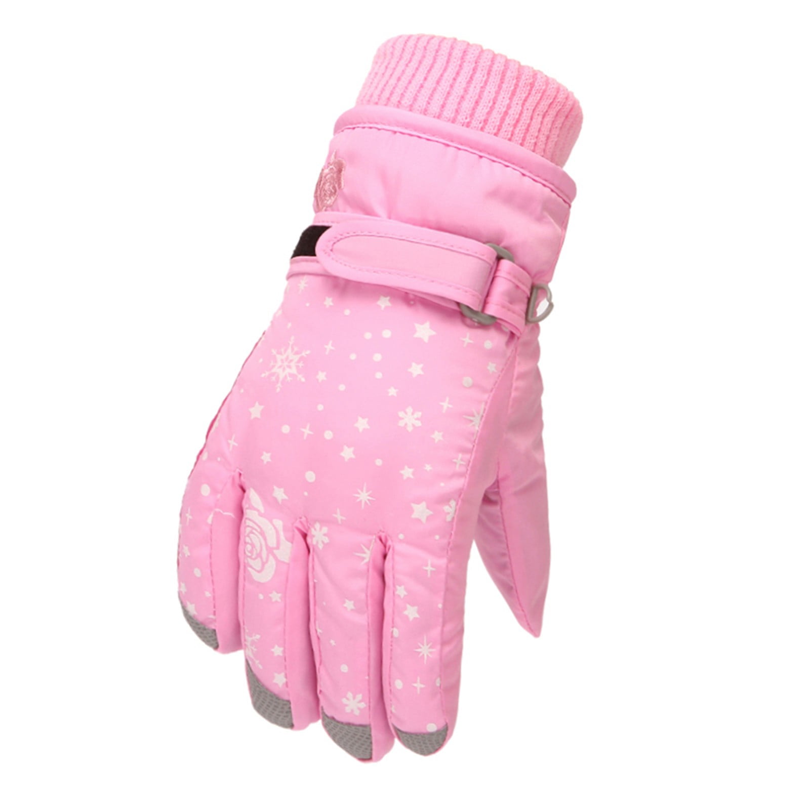 TAIAOJING Kids Winter Snow Ski Gloves Kids Winter Warm Windproof Cold Weather Outdoor Sports Gloves For Boys Girls Snow Gloves Ski Gloves One Size Z8 Pink - Image 1
