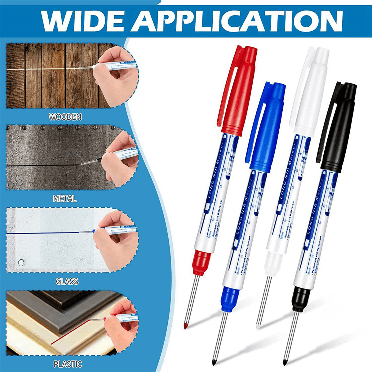 8 Pcs Deep Reach Markers Long Nose Marker Waterproof Deep Hole Marker 30 mm Reach Permanent Markers, 4 Colors - Image 5