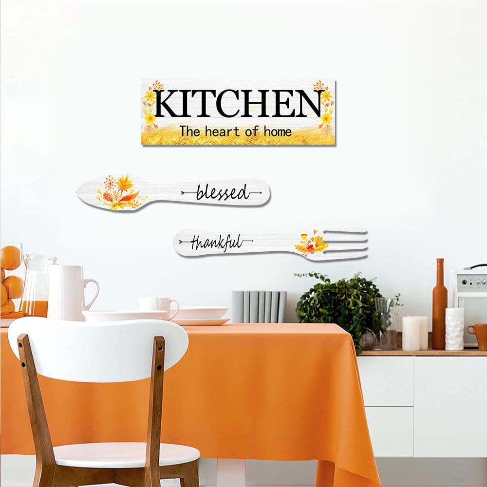 3 Pieces Sunflower Kitchen Decor Spring Decorations Blessed Thankful Wooden Hanging Sign Sunflower Gifts Wall Art Decor Farmhouse Summer Home Decor for Kitchen black - Image 5