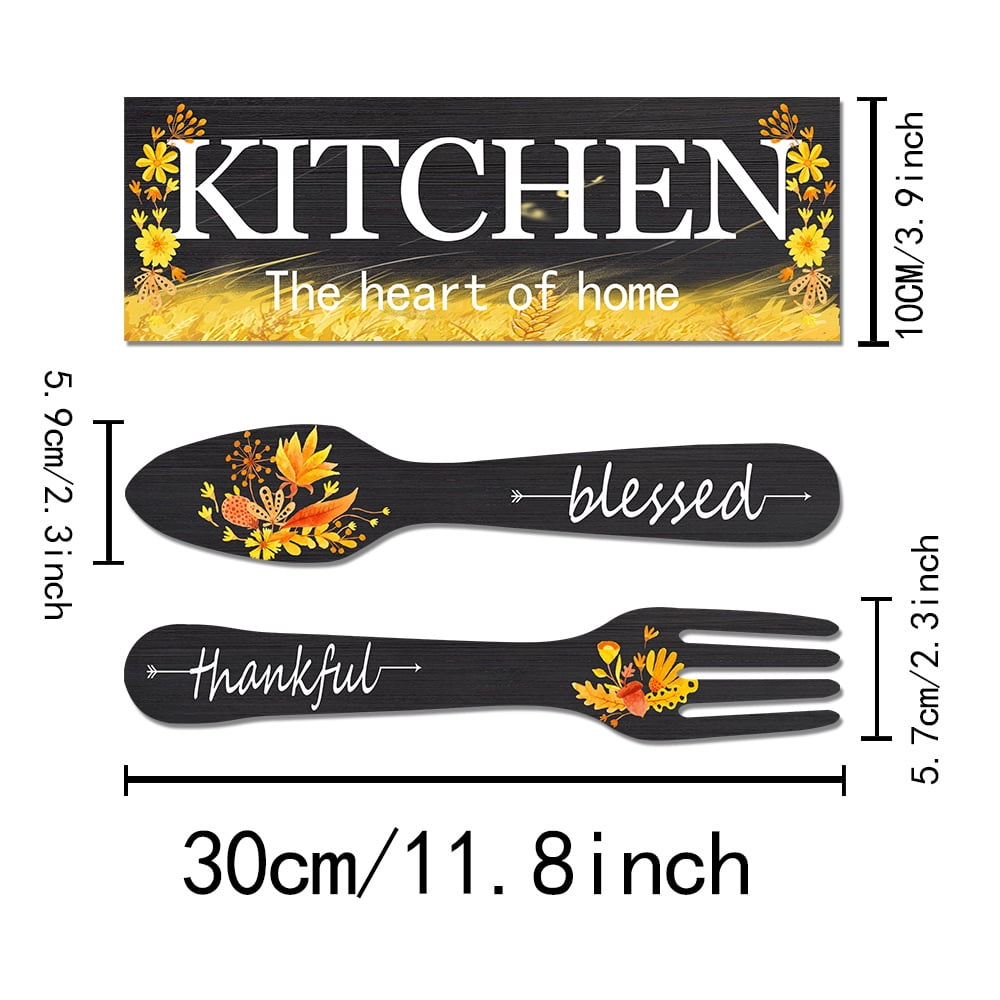 3 Pieces Sunflower Kitchen Decor Spring Decorations Blessed Thankful Wooden Hanging Sign Sunflower Gifts Wall Art Decor Farmhouse Summer Home Decor for Kitchen black - Image 6