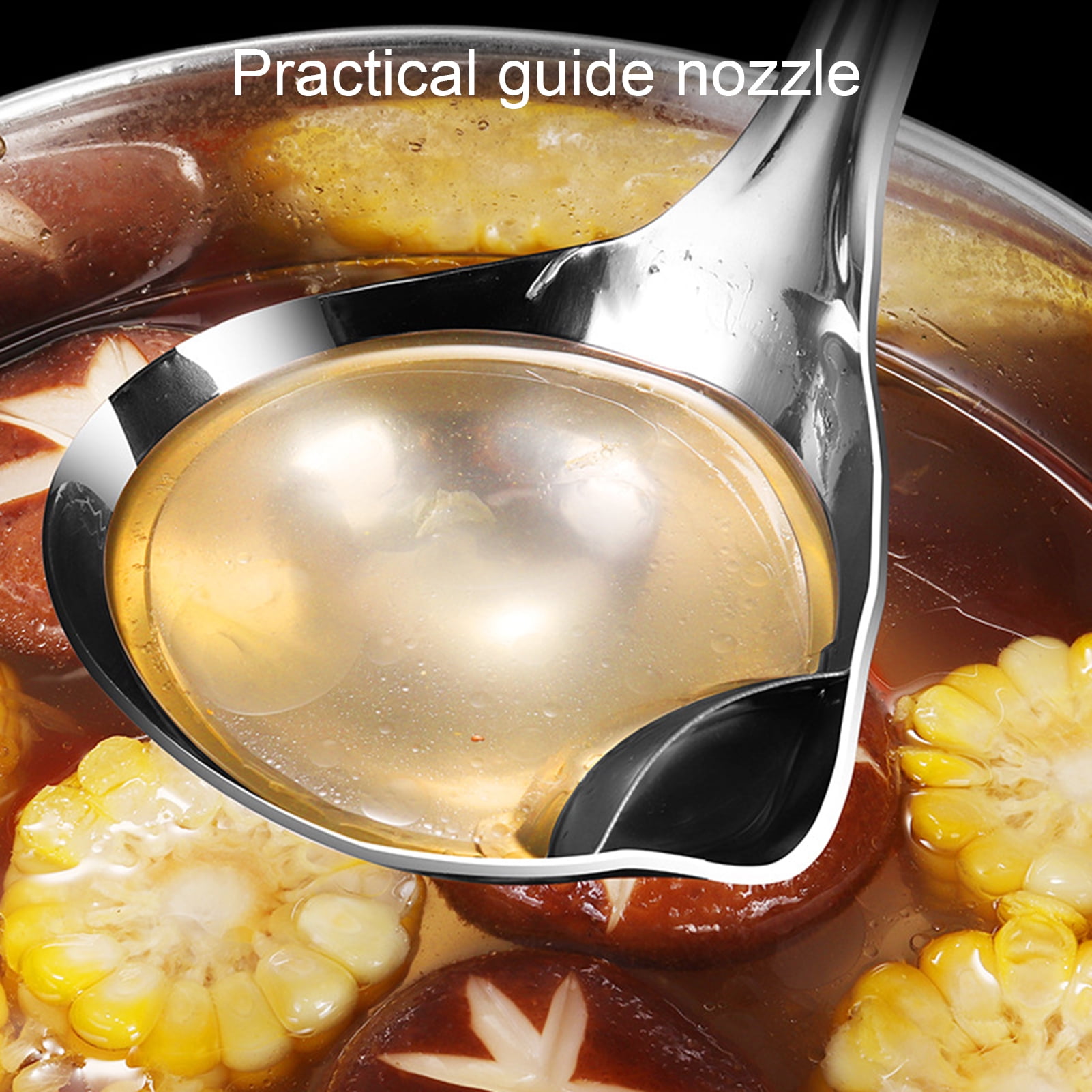 Reheyre Scalding Resistant Stainless Steel Soup Ladle with Long Handle - Cookware Supplies L As the picture - Image 3