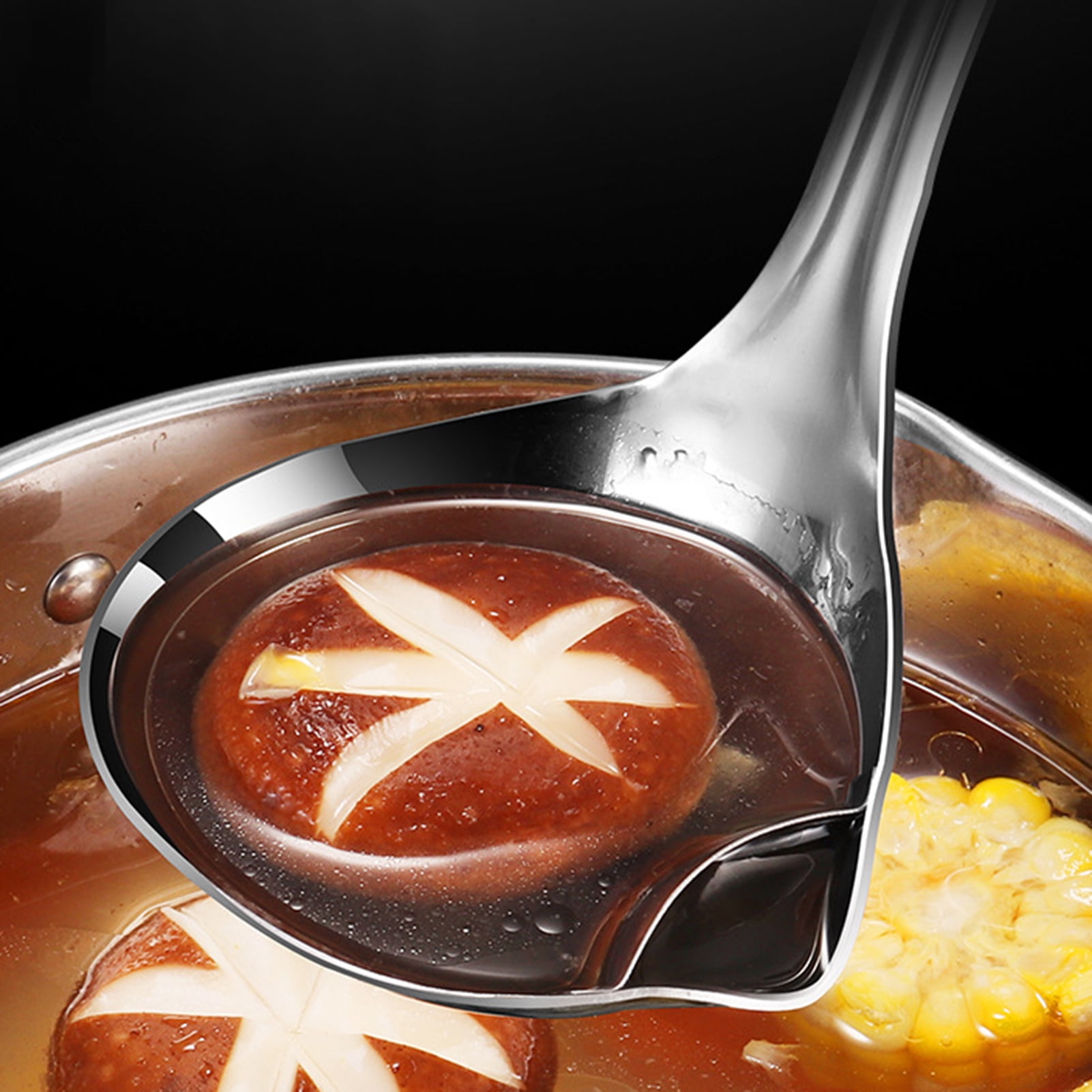 Reheyre Scalding Resistant Stainless Steel Soup Ladle with Long Handle - Cookware Supplies L As the picture - Image 5