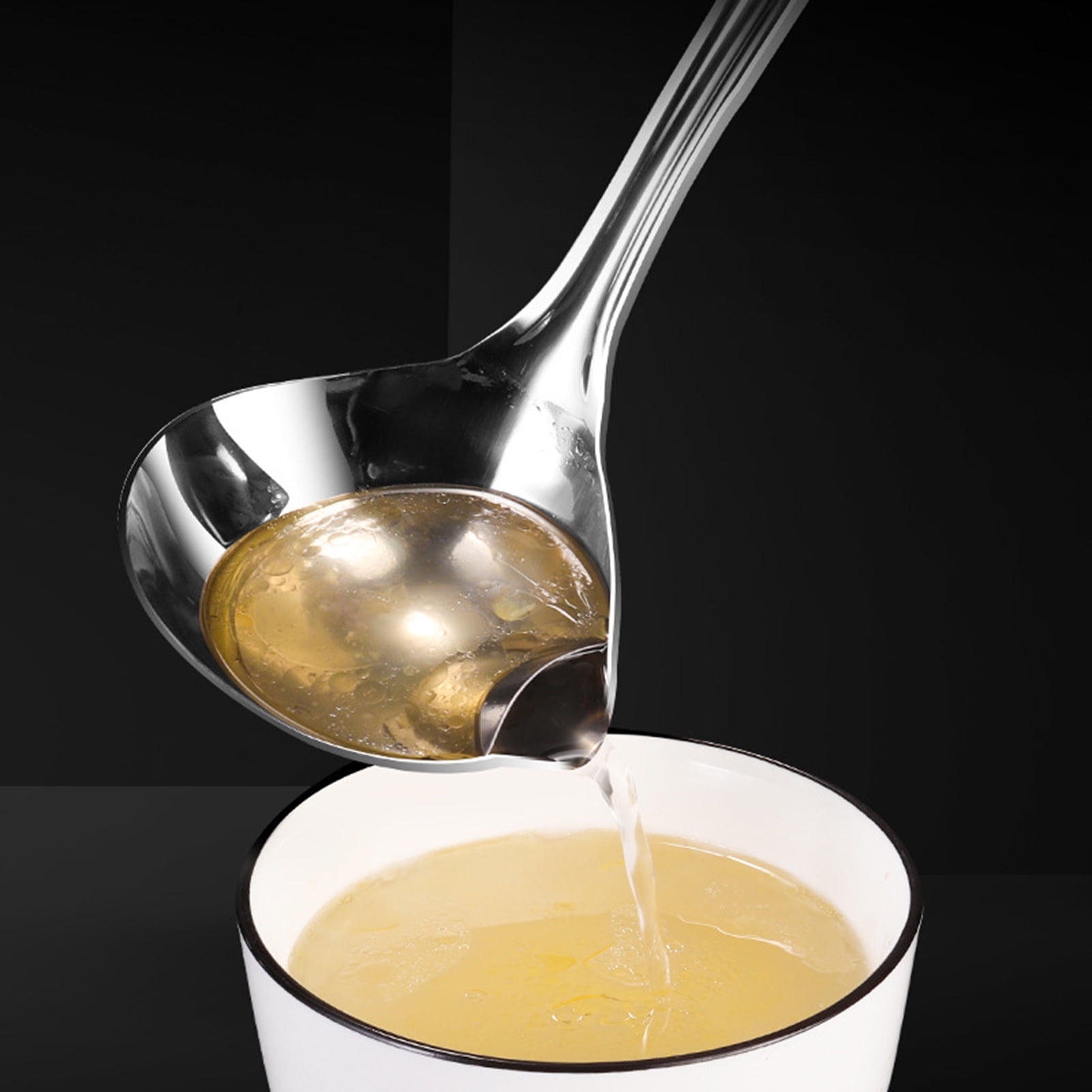Reheyre Scalding Resistant Stainless Steel Soup Ladle with Long Handle - Cookware Supplies L As the picture - Image 6