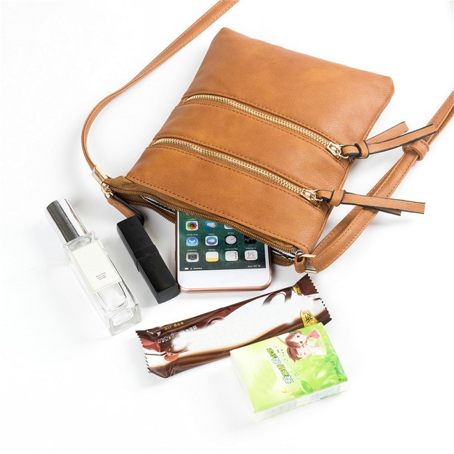 Small Crossbody Purses for Women Multi Pocket Travel Bag Over The Shoulder with Extra Long Strap - Beige Brown - Image 5