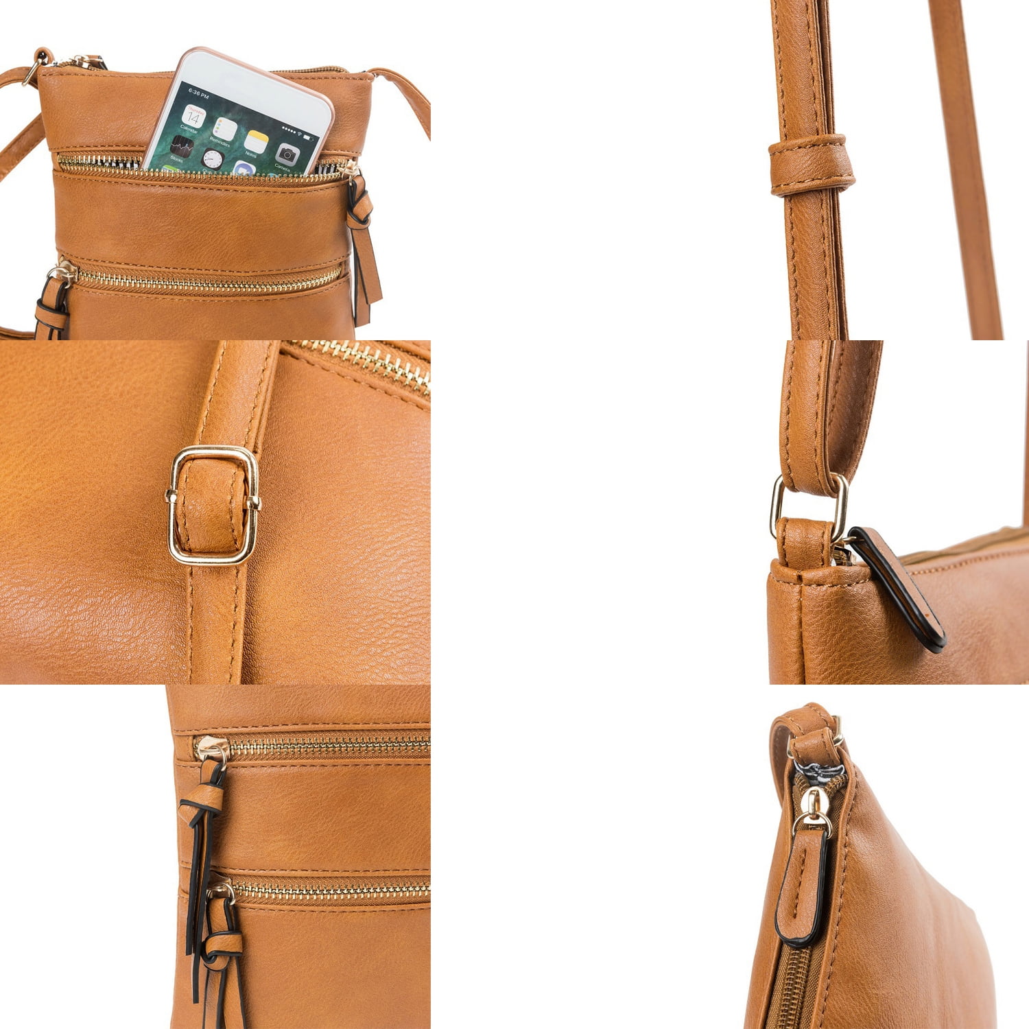 Small Crossbody Purses for Women Multi Pocket Travel Bag Over The Shoulder with Extra Long Strap - Beige Brown - Image 7