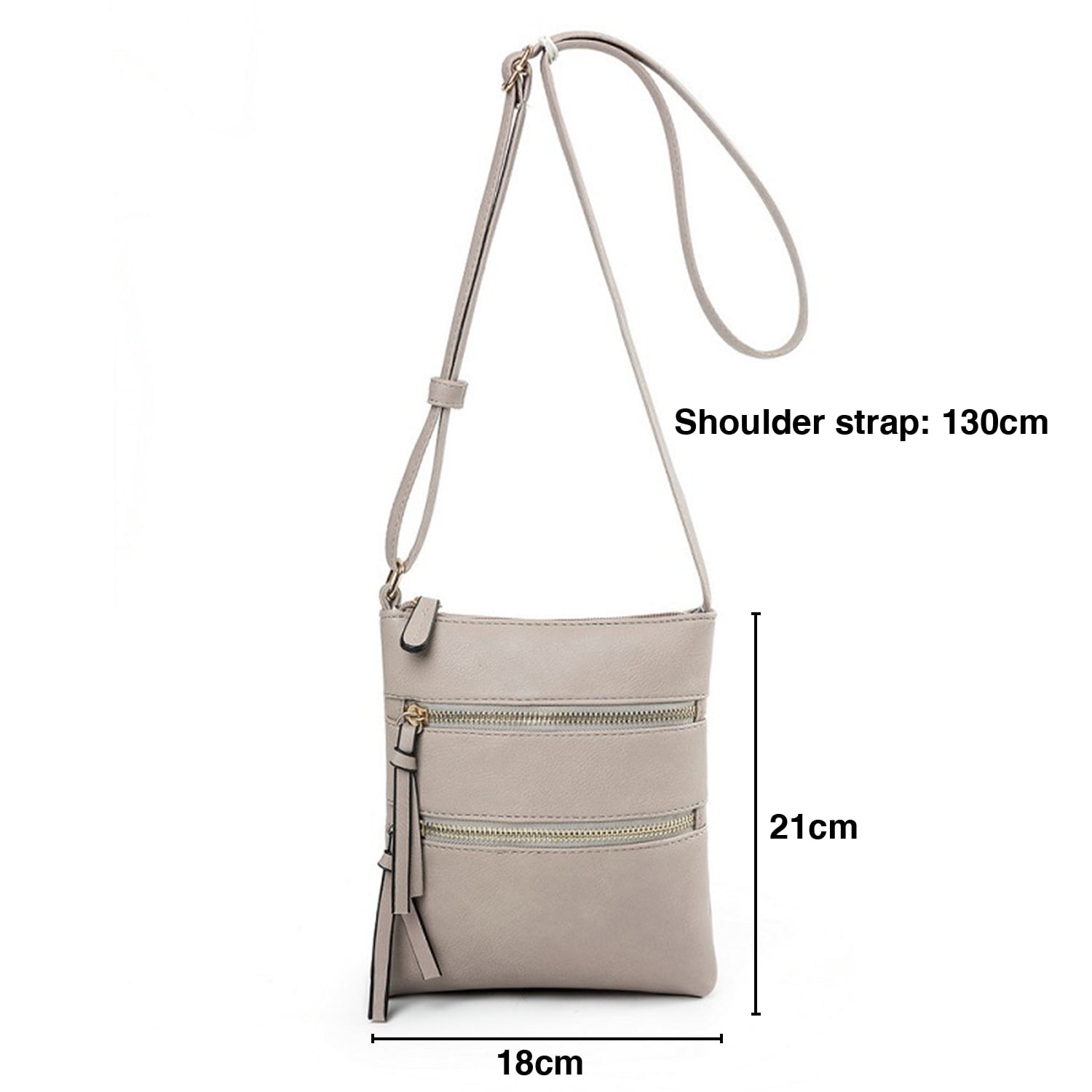 Small Crossbody Purses for Women Multi Pocket Travel Bag Over The Shoulder with Extra Long Strap - Beige Light Grey - Image 3