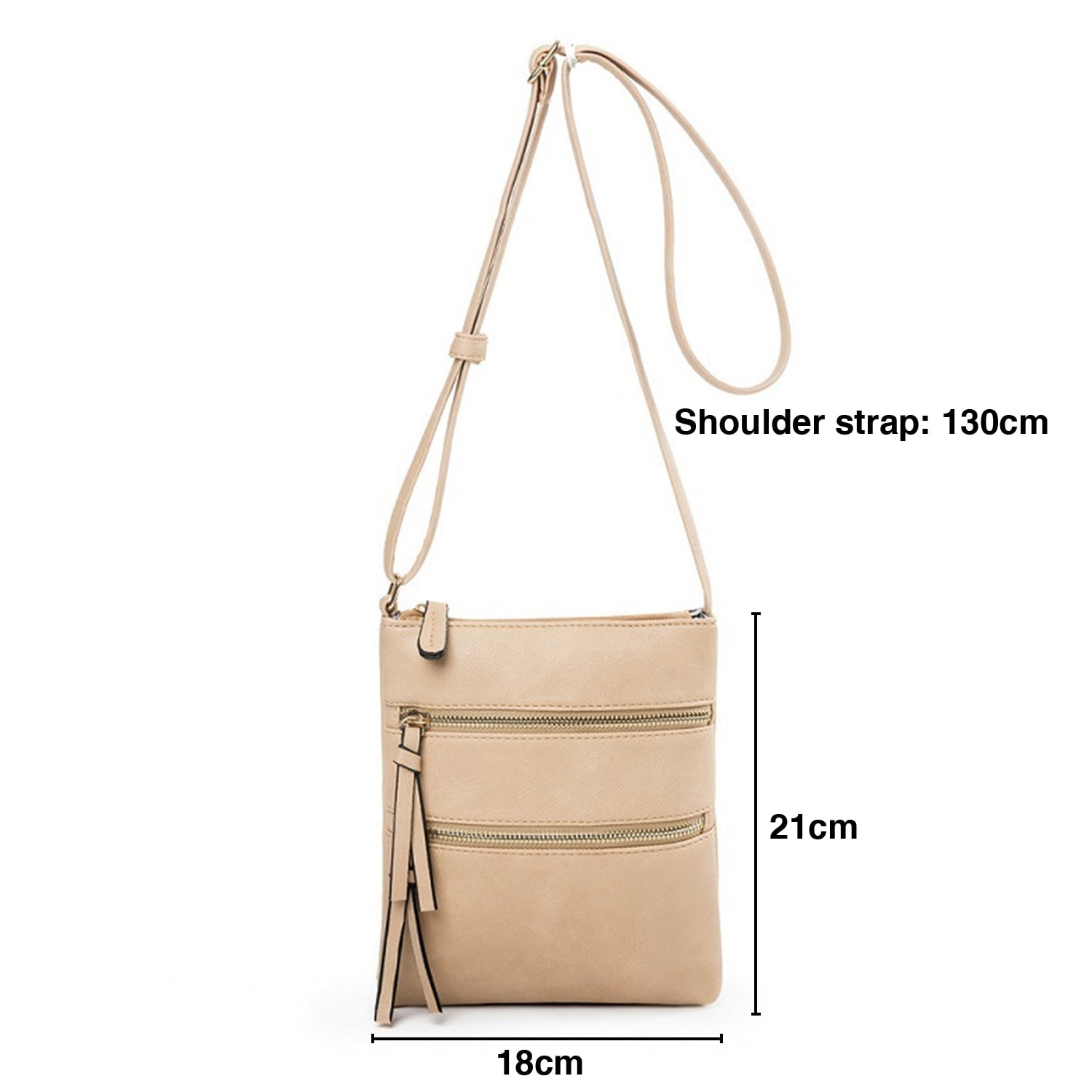 Small Crossbody Purses for Women Multi Pocket Travel Bag Over The Shoulder with Extra Long Strap - Beige Light Khaki - Image 3