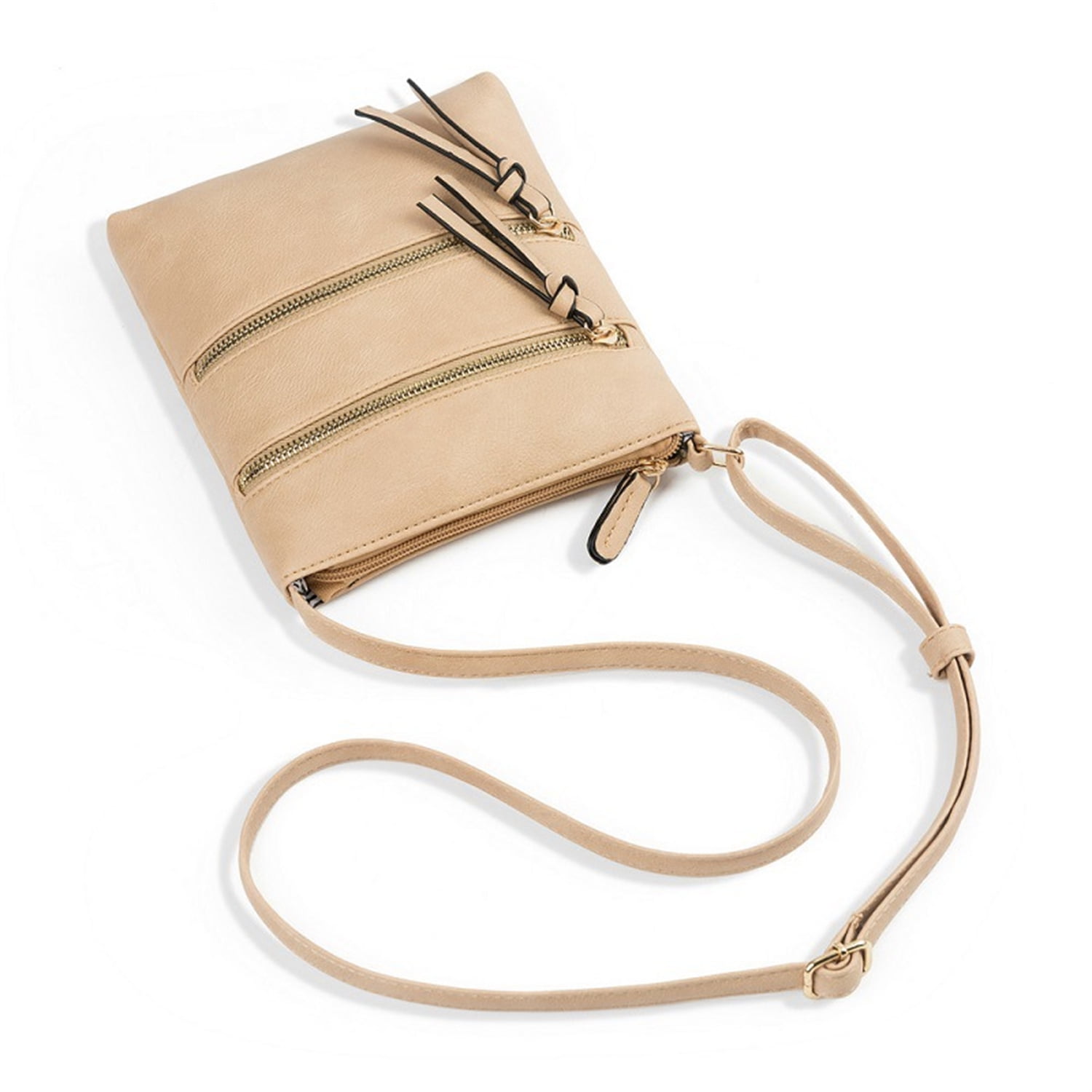 Small Crossbody Purses for Women Multi Pocket Travel Bag Over The Shoulder with Extra Long Strap - Beige Light Khaki - Image 5