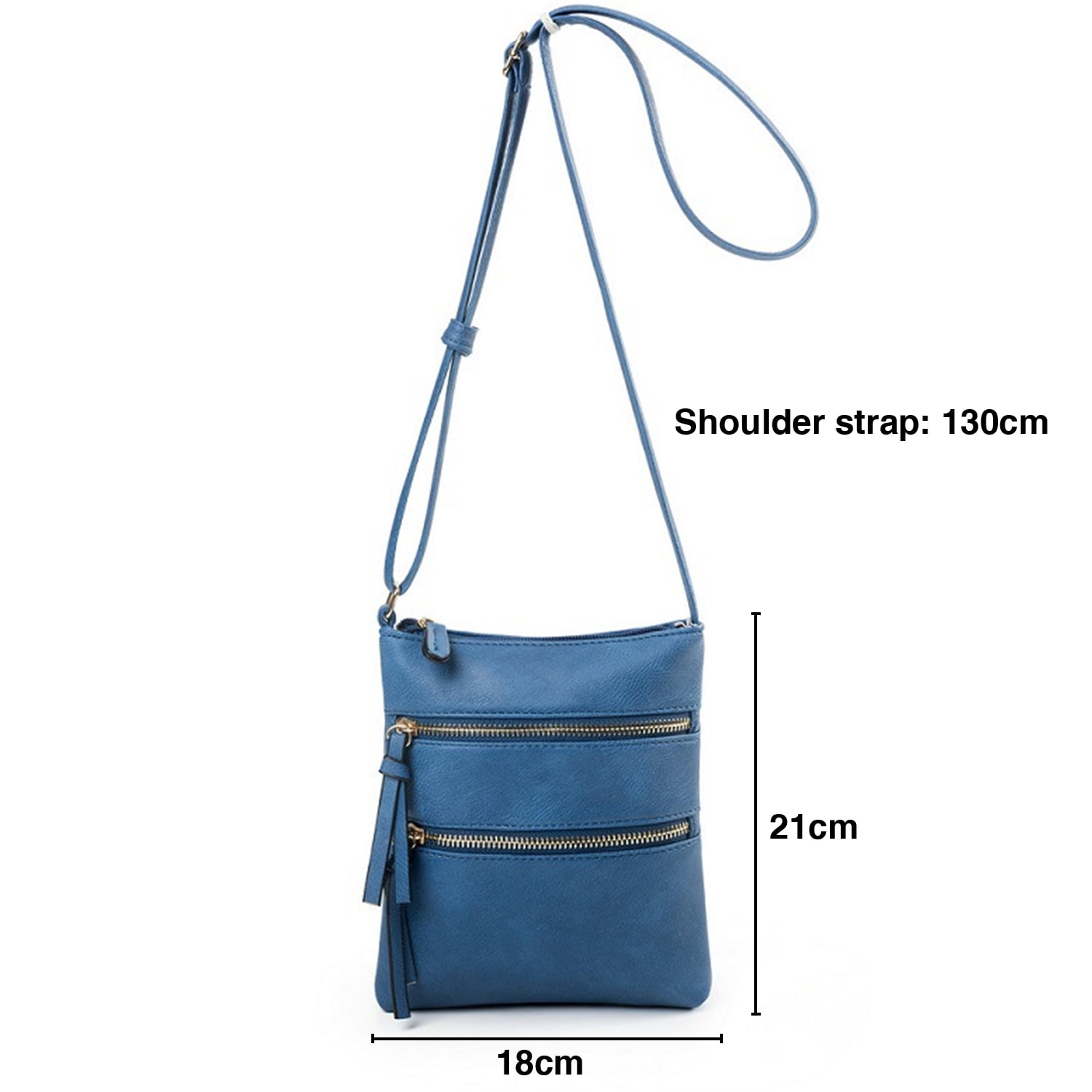 Small Crossbody Purses for Women Multi Pocket Travel Bag Over The Shoulder with Extra Long Strap - Beige Navy Blue - Image 3