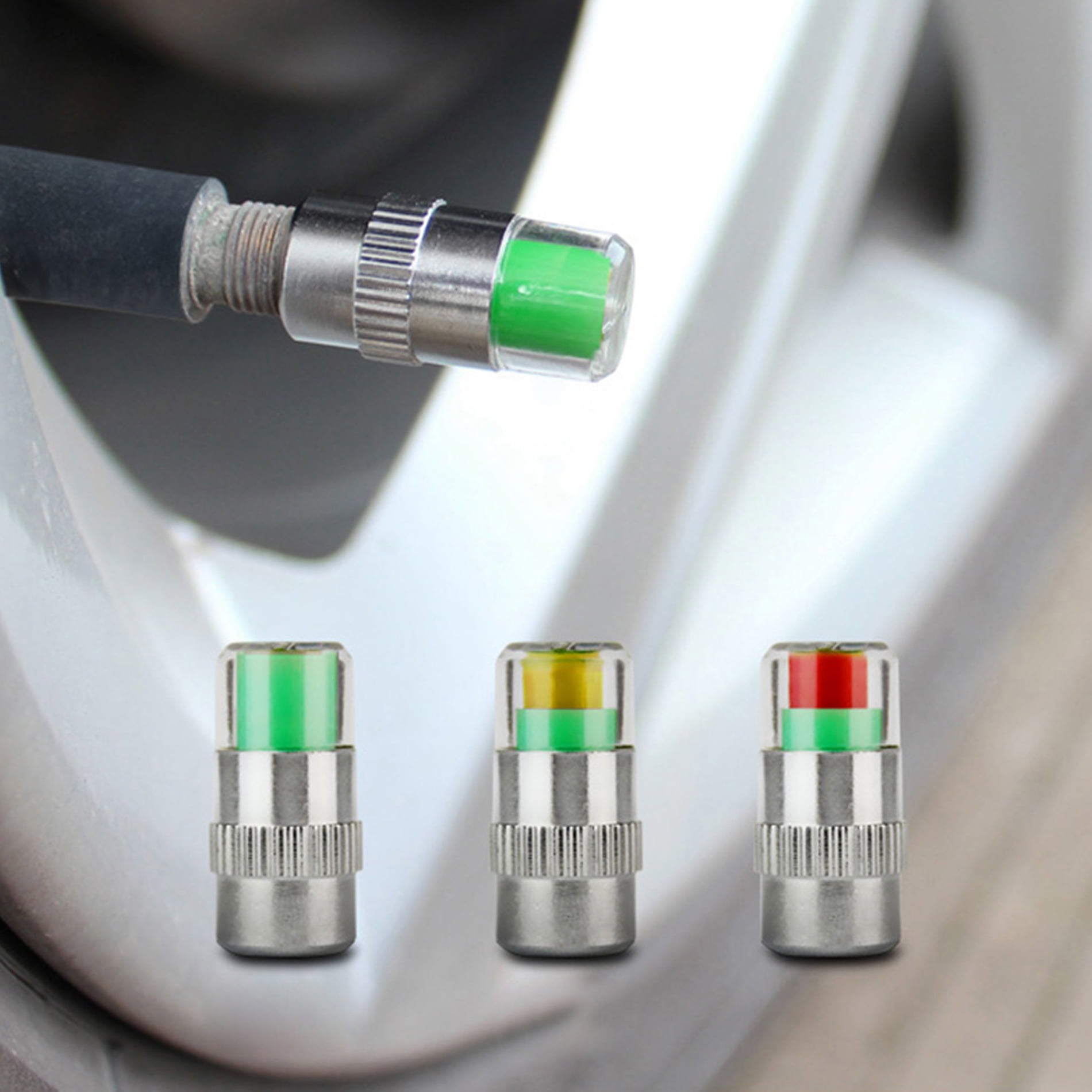 4pcs Car Tire Pressure Monitor Gauge Valve Stem Caps Sensor Indicator 3 Color Eye Alert - Image 1