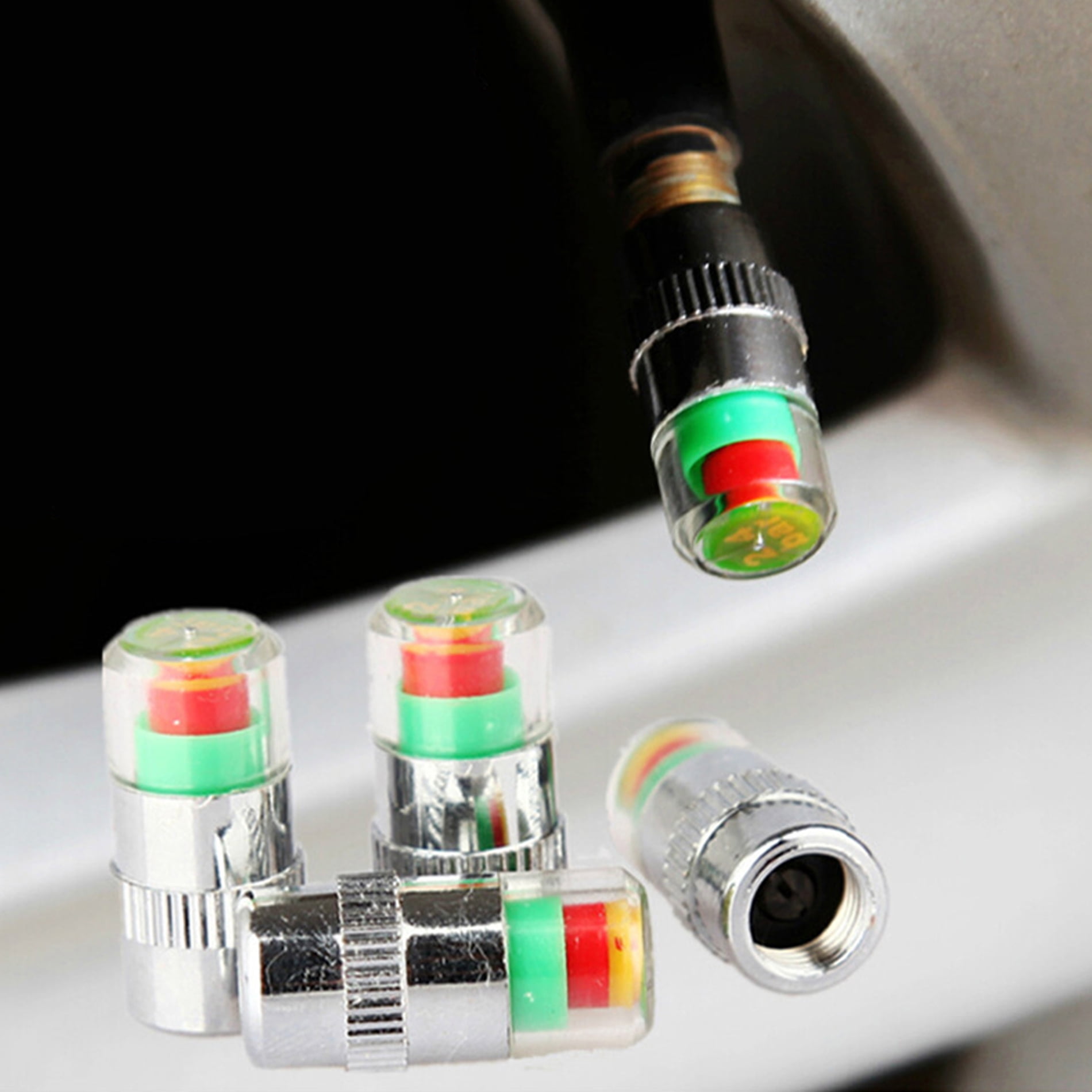 4pcs Car Tire Pressure Monitor Gauge Valve Stem Caps Sensor Indicator 3 Color Eye Alert - Image 6