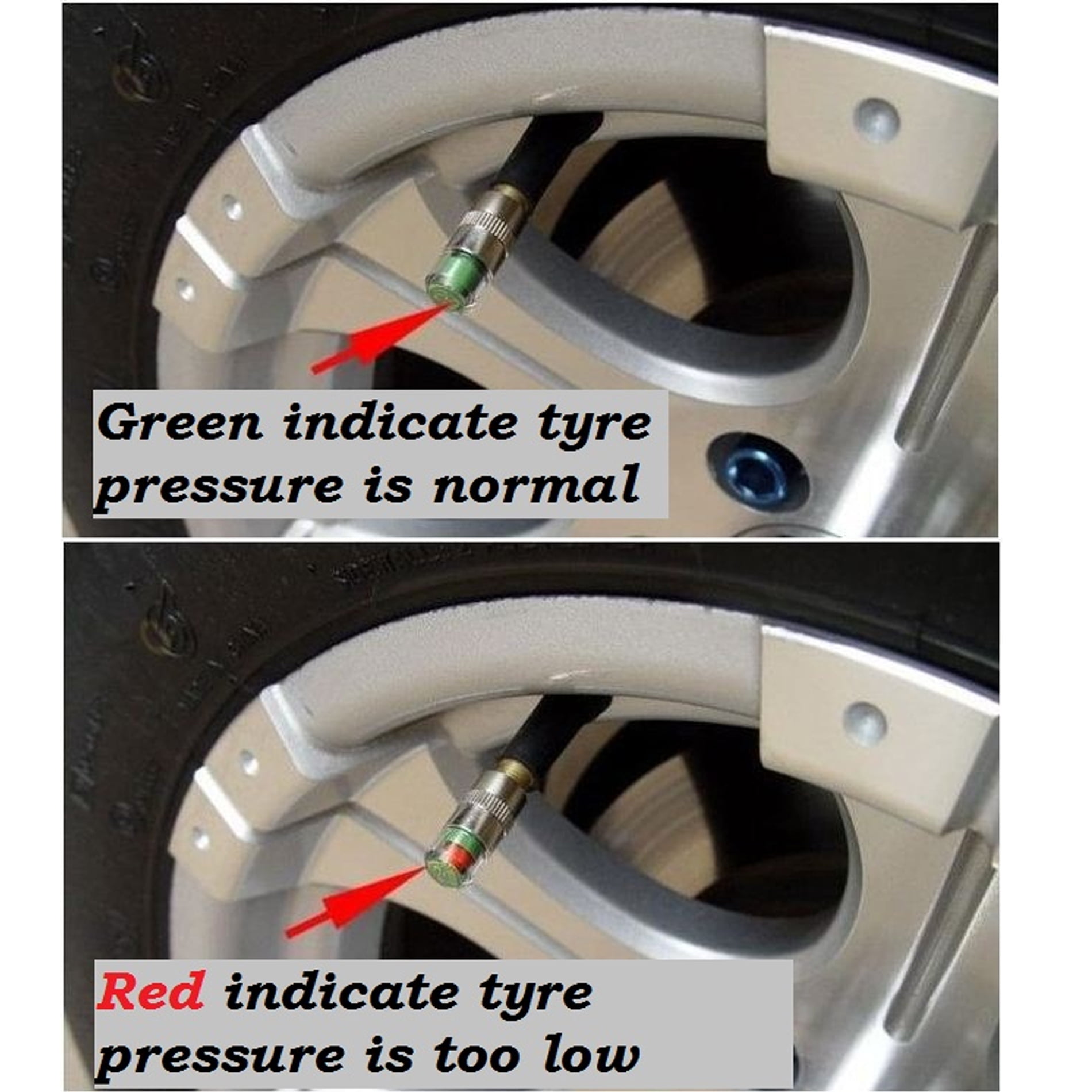 4pcs Car Tire Pressure Monitor Gauge Valve Stem Caps Sensor Indicator 3 Color Eye Alert - Image 7