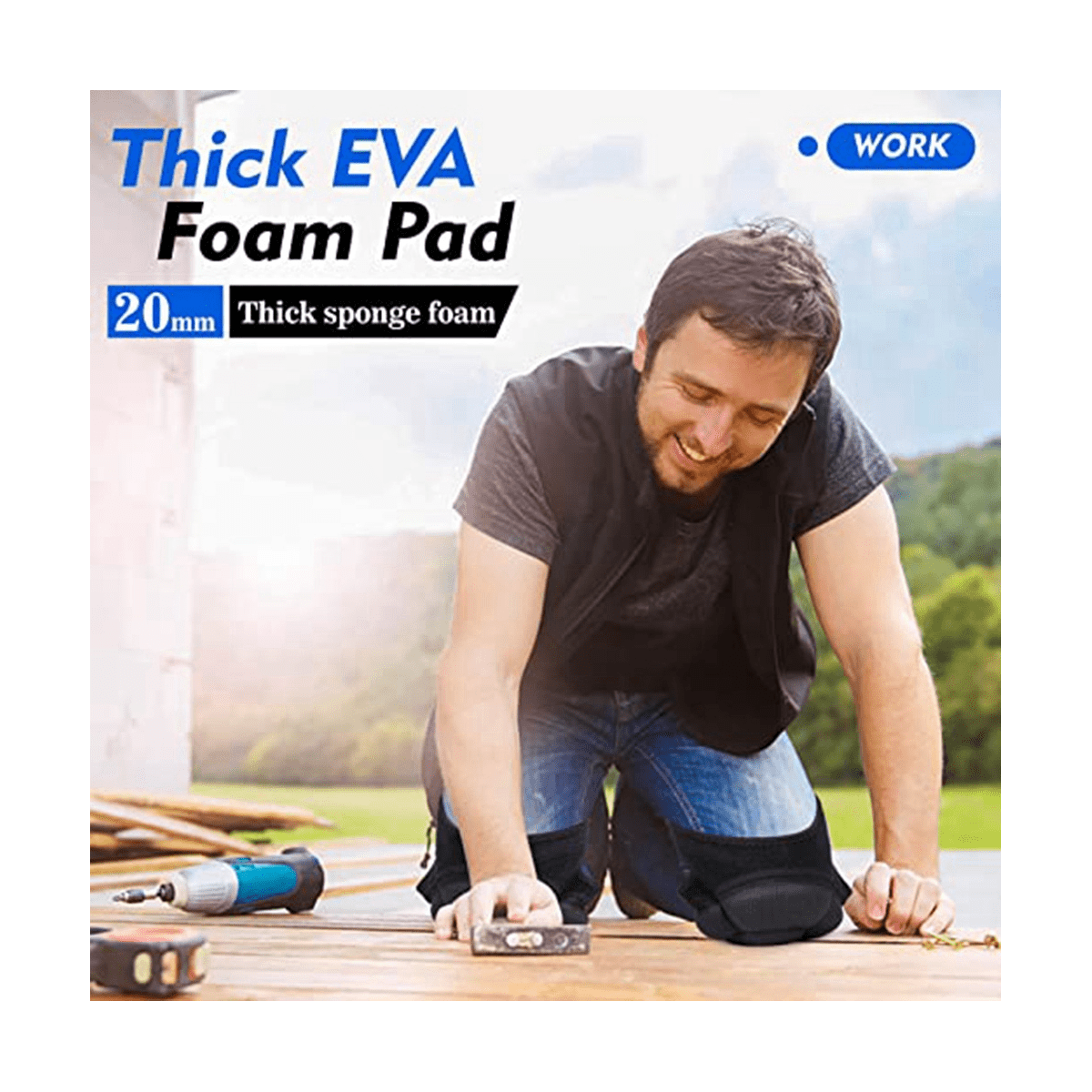Men/Women Knee Pads for Gardening, Cleaning, Construction Work, Flooring, Volleyball, Anti-Slip Collision 1 Pair Black - Image 2