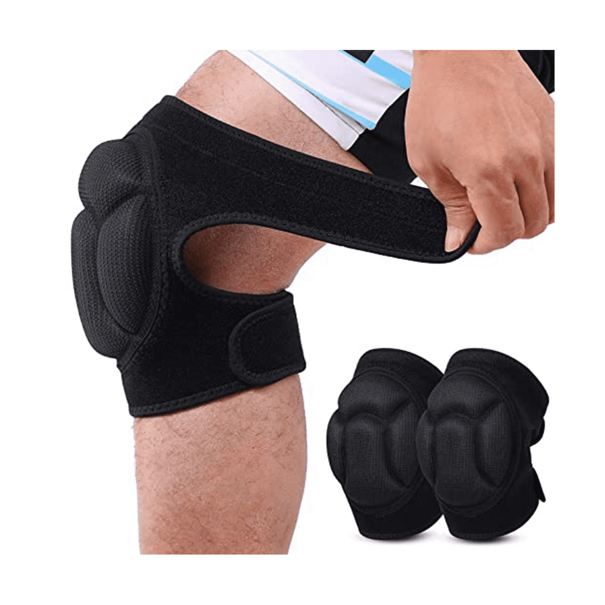 Men/Women Knee Pads for Gardening, Cleaning, Construction Work, Flooring, Volleyball, Anti-Slip Collision 1 Pair Black - Image 4