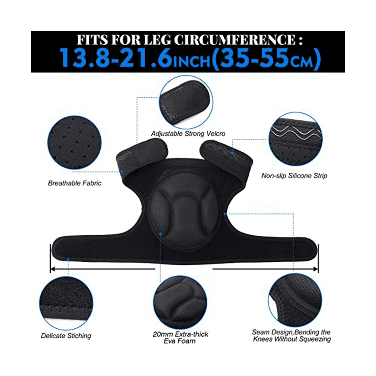 Men/Women Knee Pads for Gardening, Cleaning, Construction Work, Flooring, Volleyball, Anti-Slip Collision 1 Pair Black - Image 5