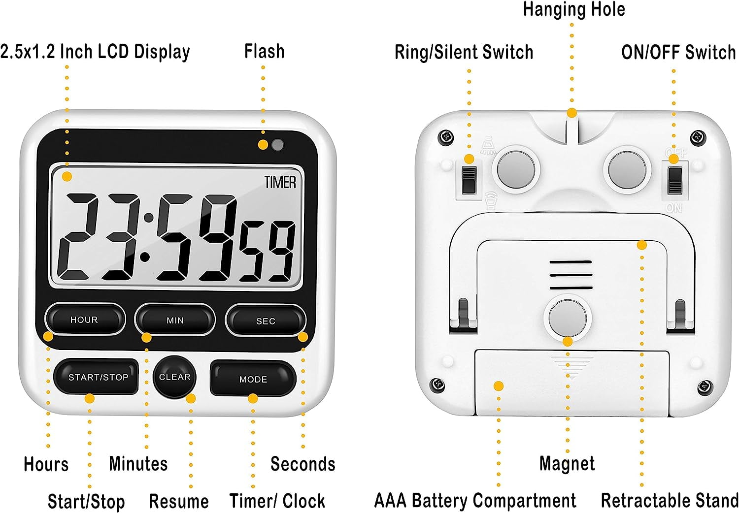 Digital Kitchen Timers for Cooking, Large Digits, Loud Alarm, Baking Kitchen Timers Blue - Image 5