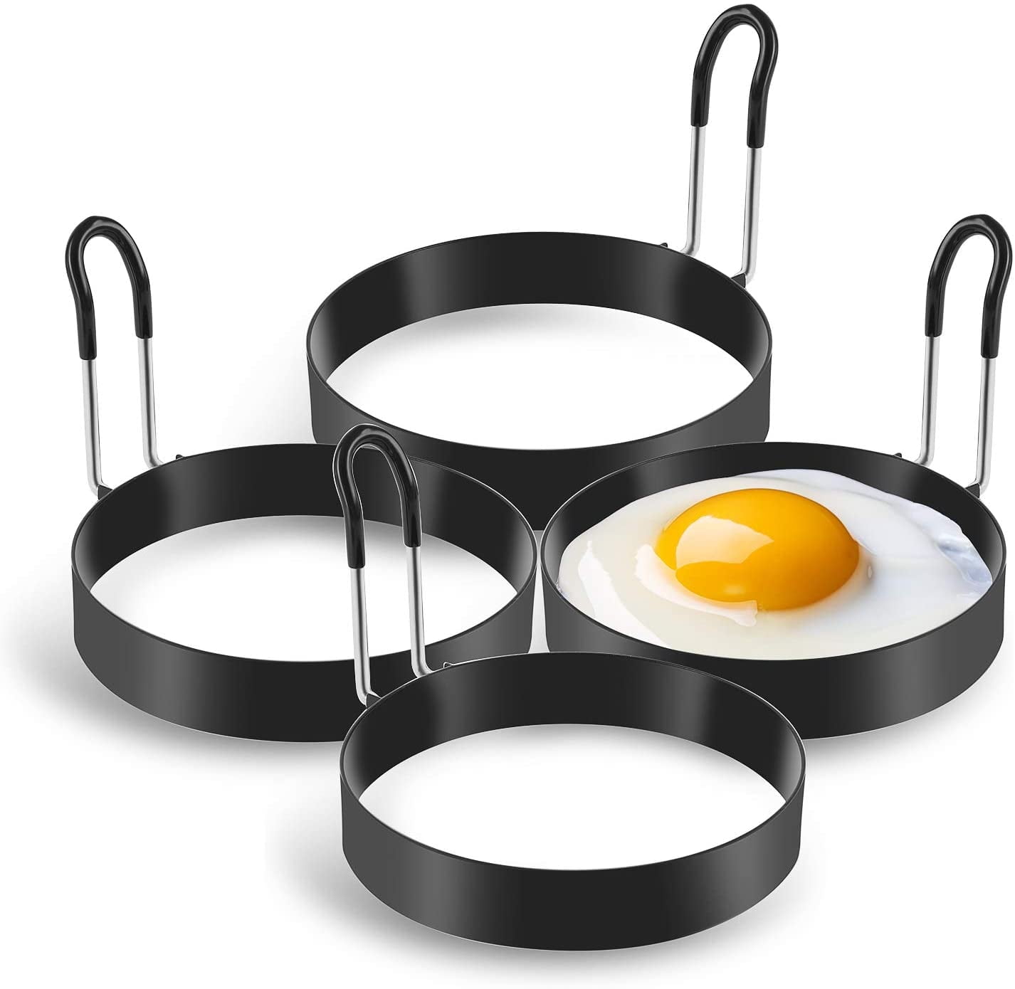 Eggs Rings, 4 Pack Stainless Steel Egg Cooking Rings, Pancake Mold for frying Eggs and Omelet 3.7