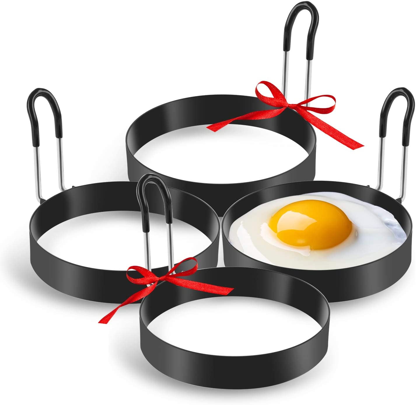 Eggs Rings, 4 Pack Stainless Steel Egg Cooking Rings, Pancake Mold for frying Eggs and Omelet 3.7