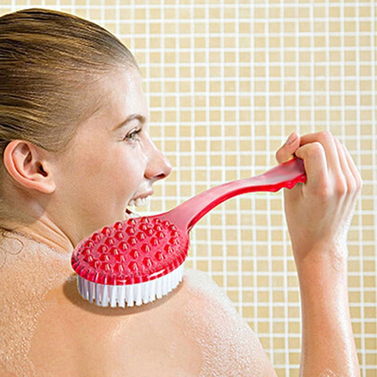 Warkul Long Handled Bath Shower Back Brush Body Scrubber Massager Skin Cleaning Tool Brush 2023 New Rose Red - Image 2