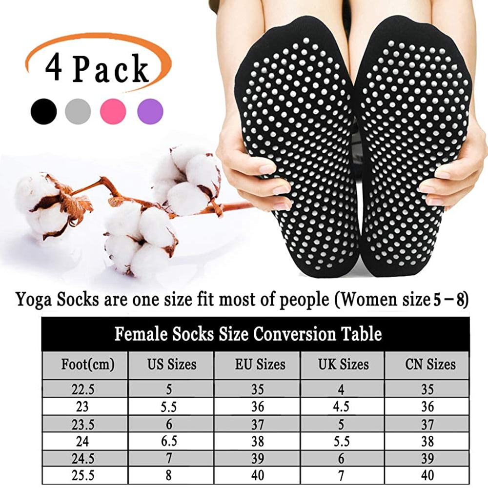 EASTIN 4 Pair Anti Slip Non Skid Slipper Socks with Grips Sticky Home Hospital Athletic Socks for Adult Women - Image 3