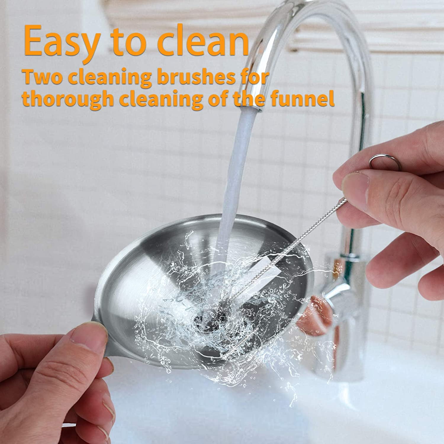 4 Pcs Metal Stainless Steel Funnel, Large Small Funnel Set of 3, Food Grade Mini Funnels for Kitchen Use Filling Bottles Liquor Flask Tiny Spice Cooking Powder Water Silver - Image 6